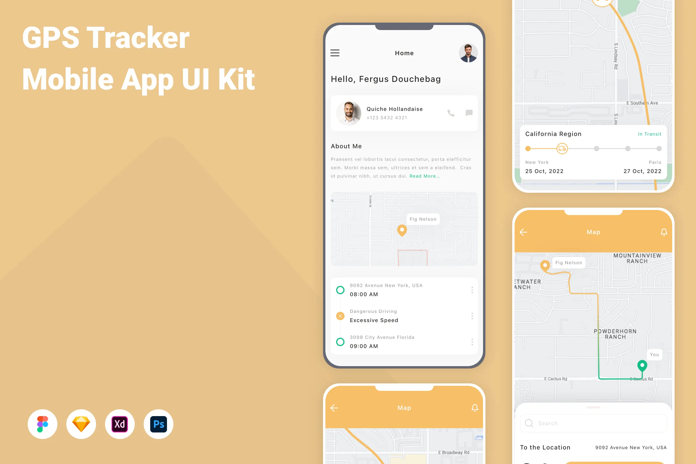 GPS Tracker Mobile App UI Kit