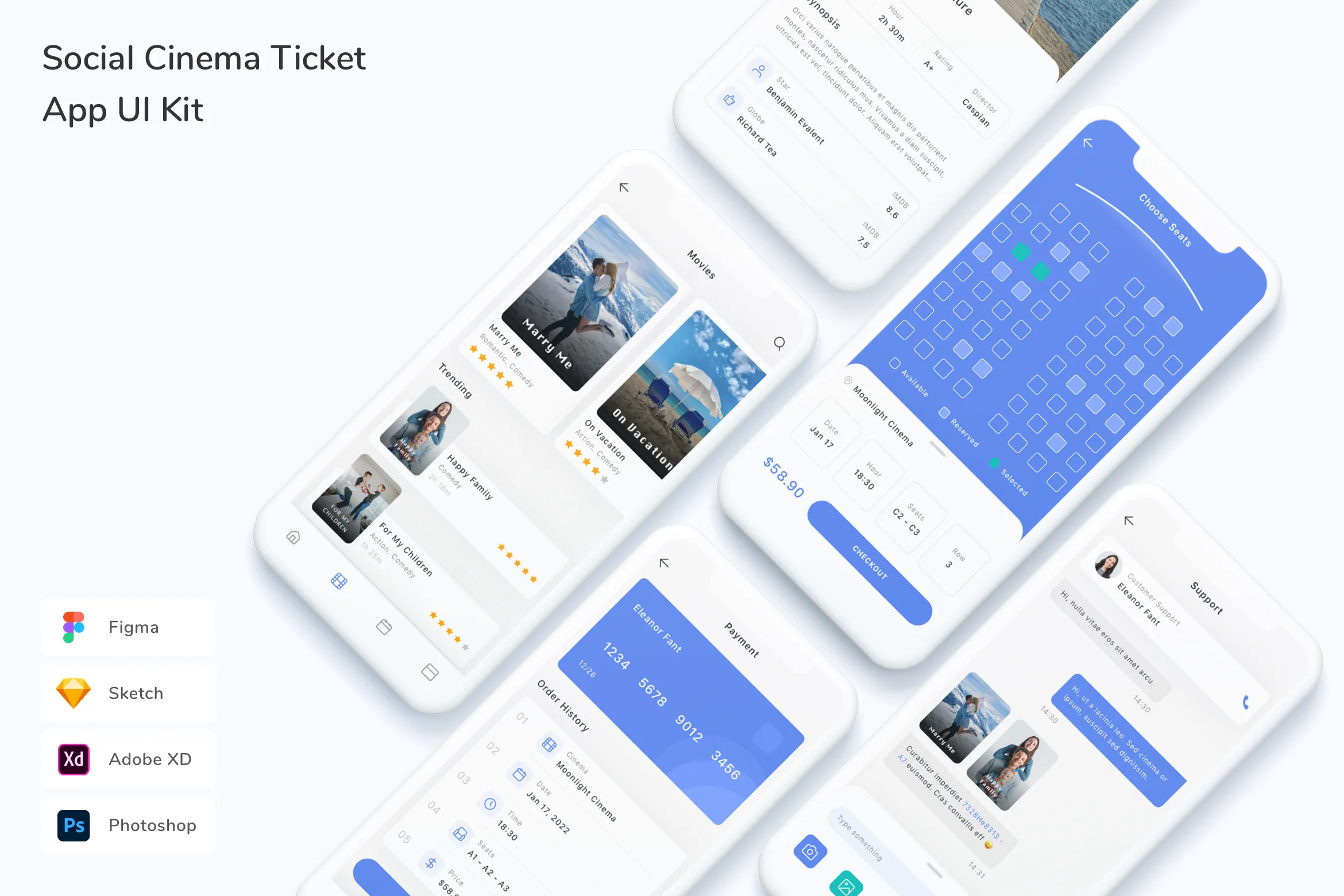 Social Cinema Ticket App UI Kit
