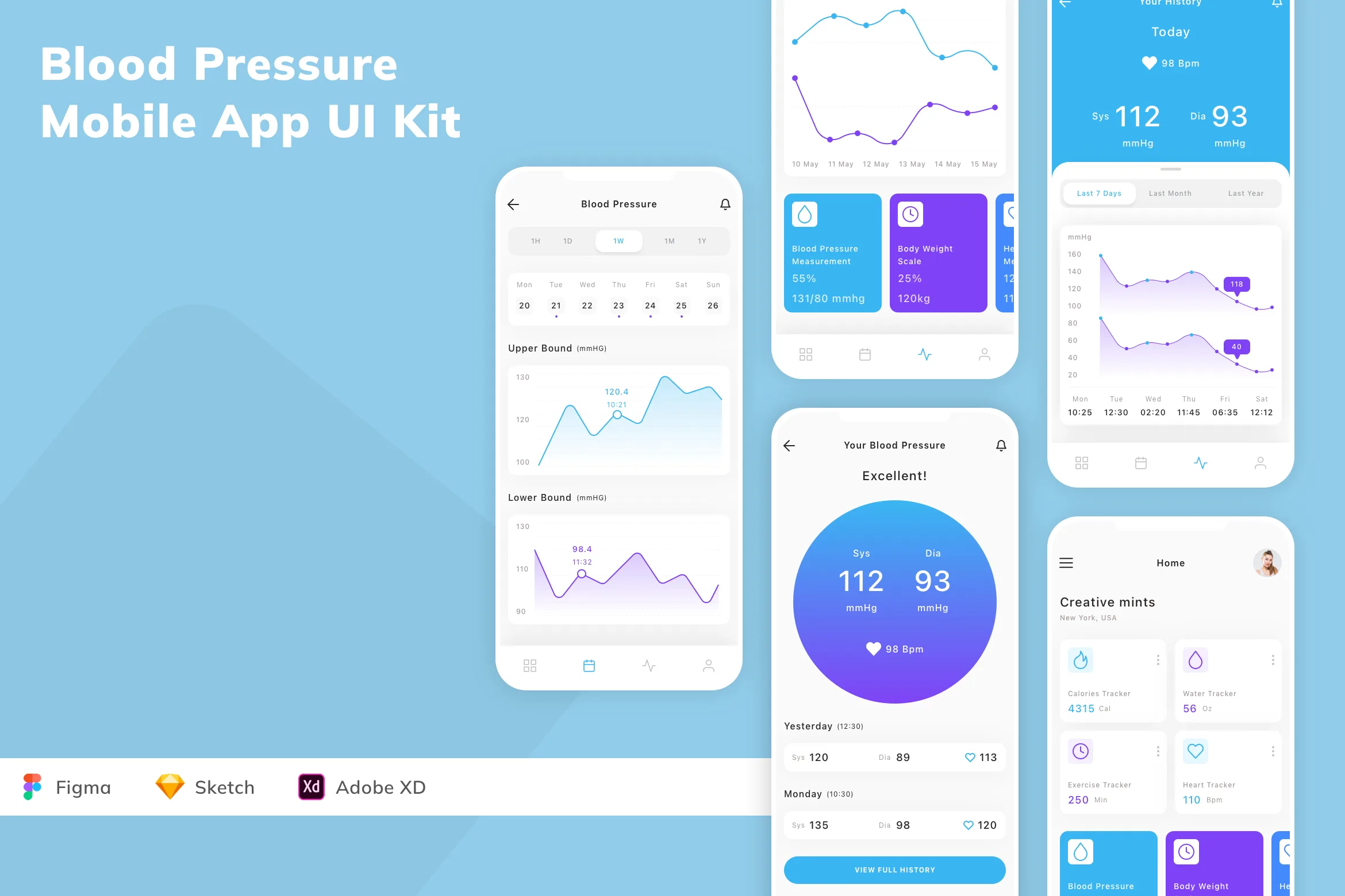 Blood Pressure Mobile App UI Kit