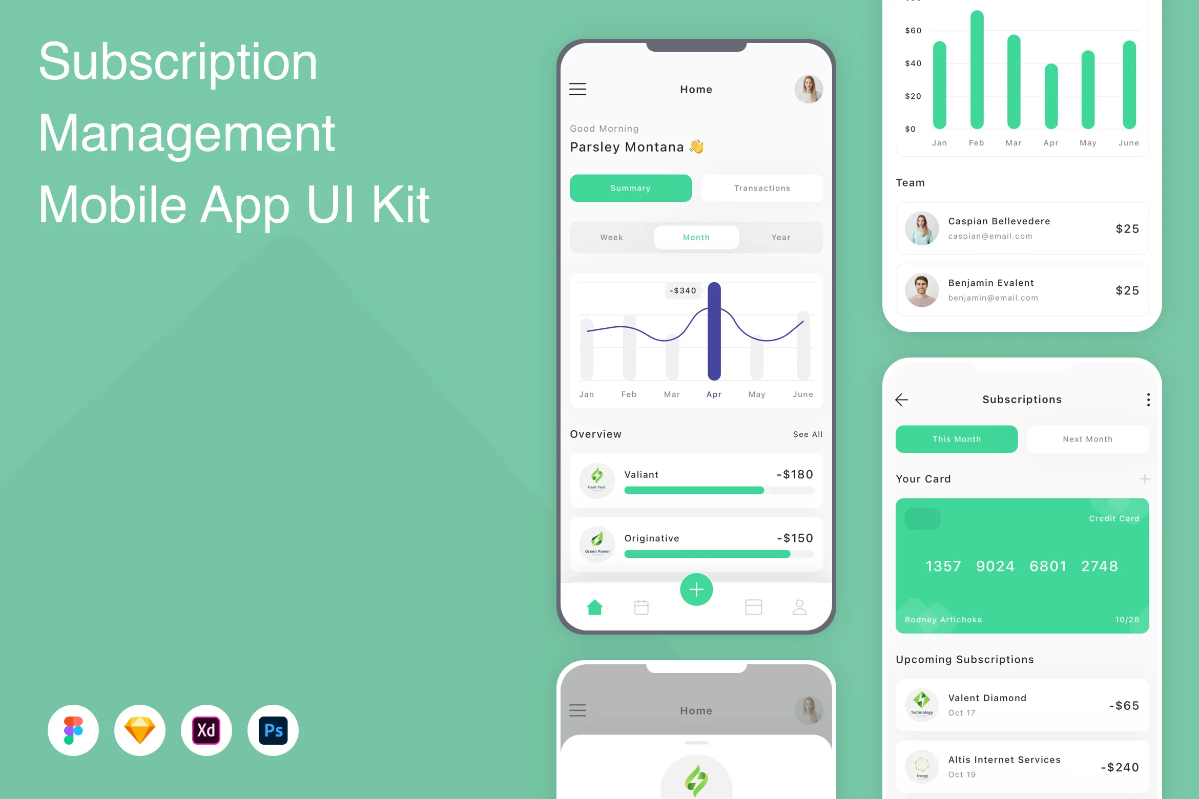 Subscription Management Mobile App UI Kit