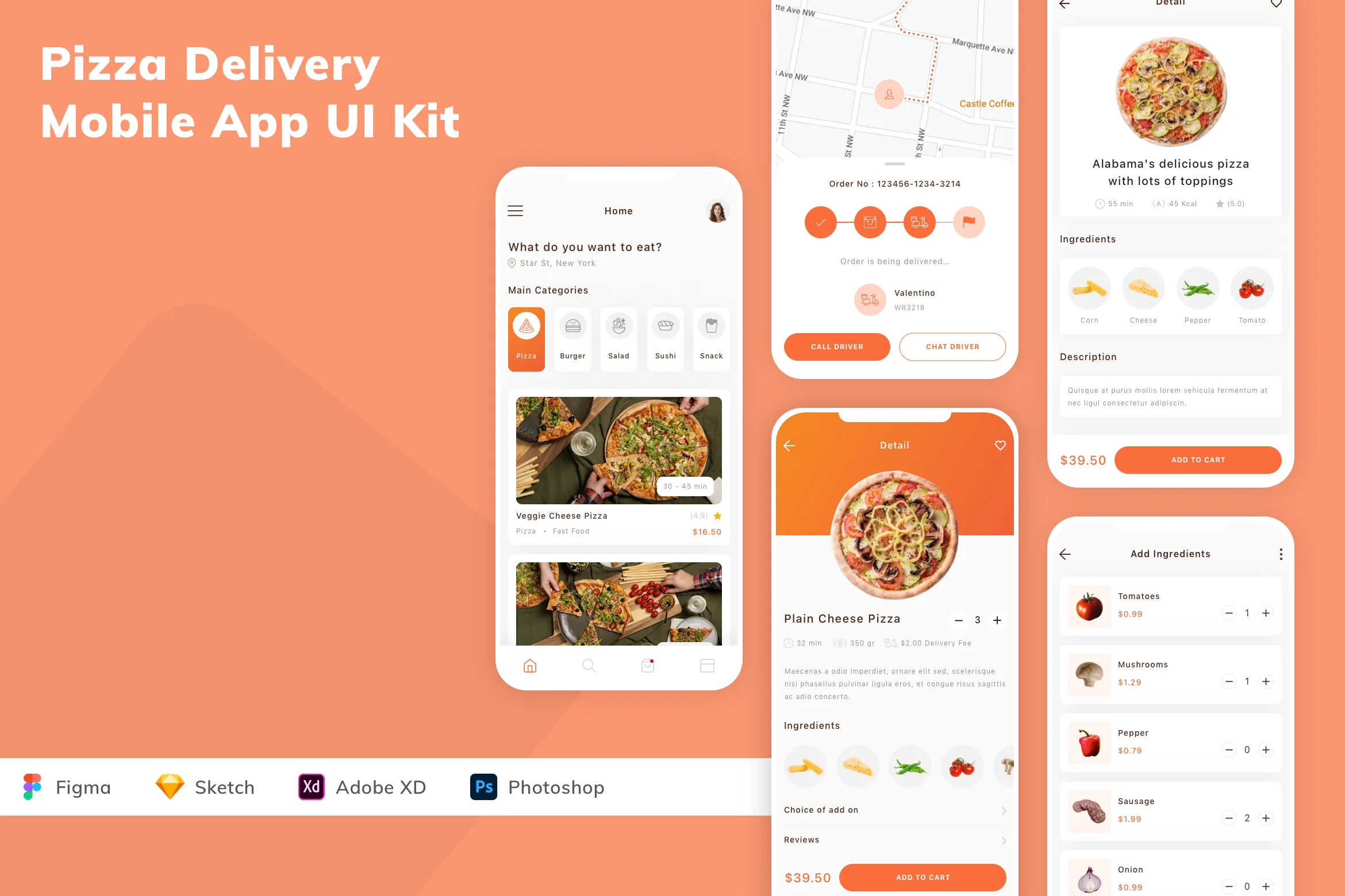 Pizza Delivery Mobile App UI Kit
