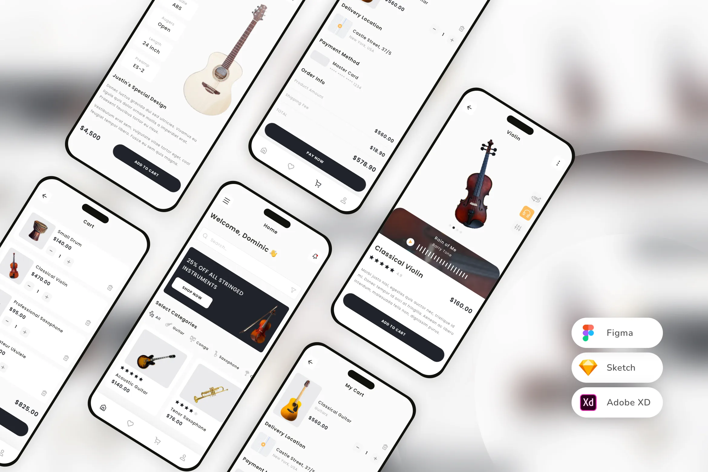 Instrument Store Mobile App UI Kit for Figma, Sketch & XD | UIworkshop
