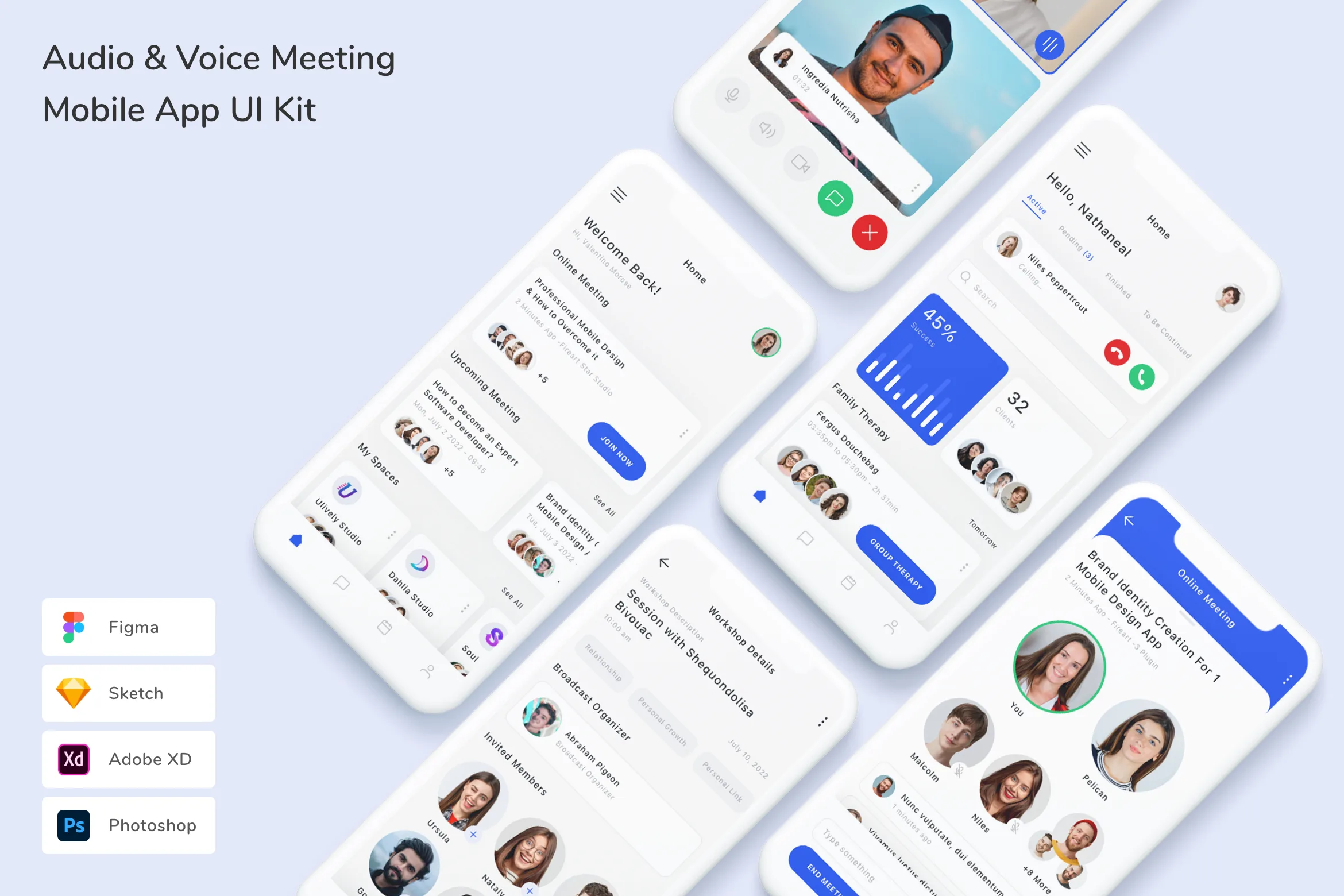 Audio & Voice Meeting Mobile App UI Kit