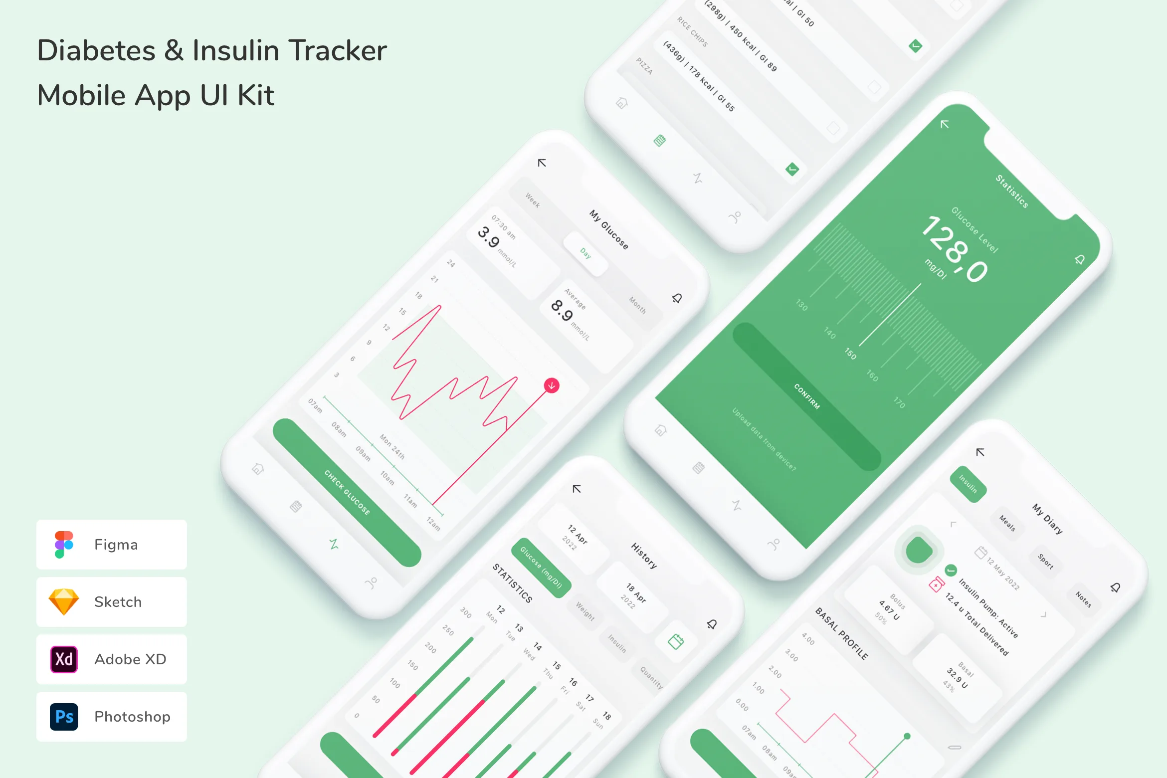 Diabetes & Insulin Tracker Mobile App UI Kit