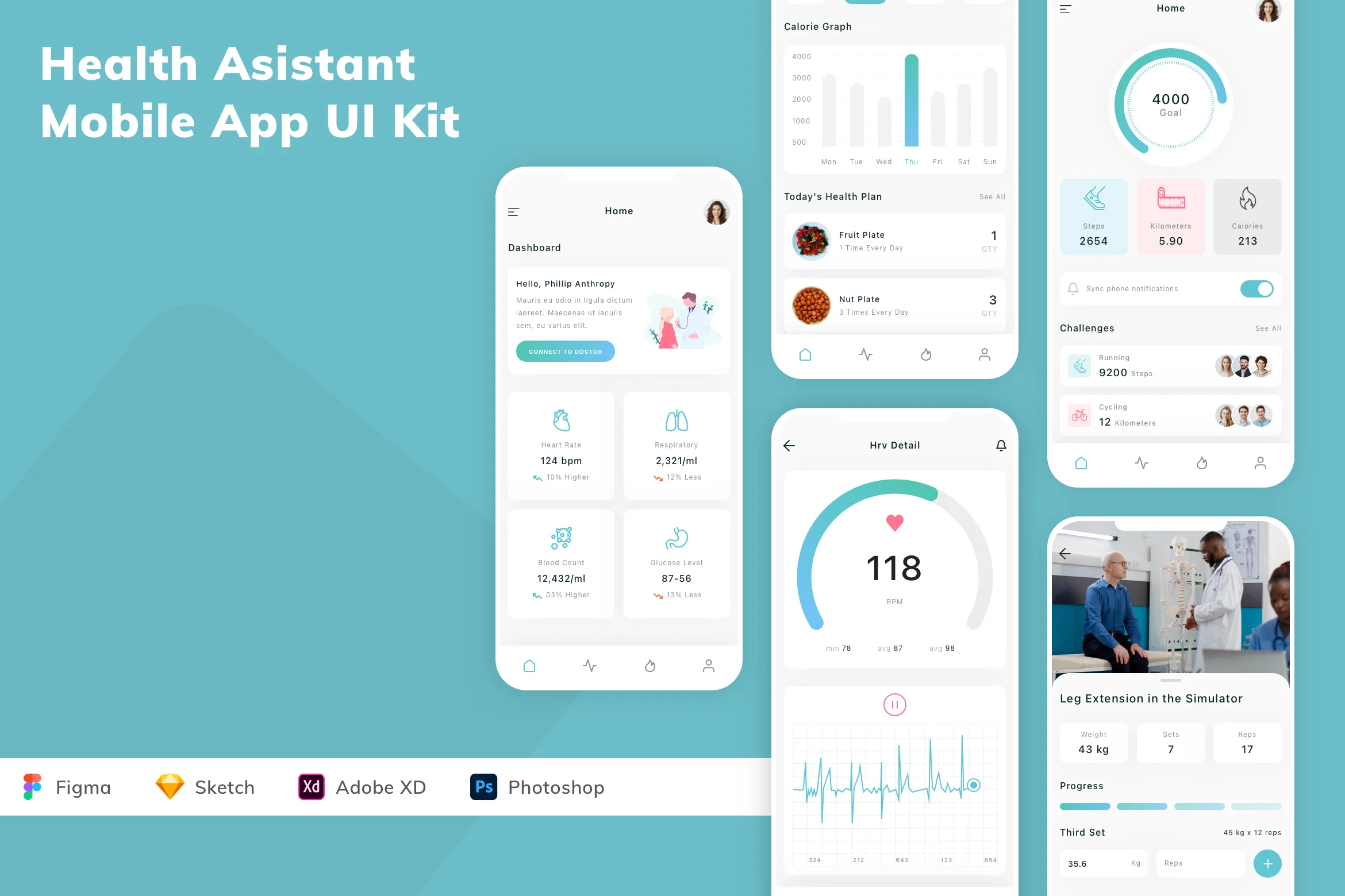 Health Asistant Mobile App UI Kit