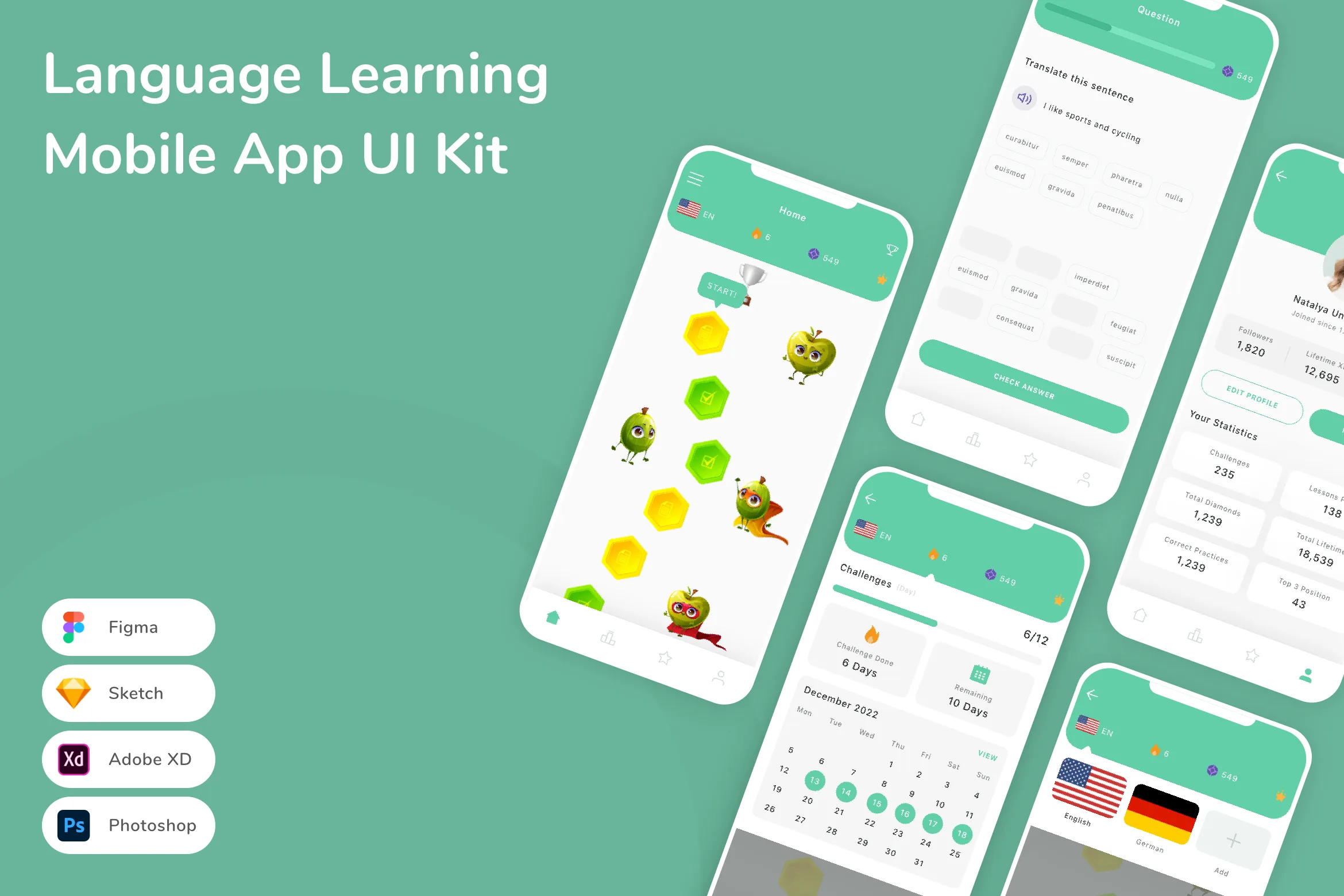 Language Learning Mobile App UI Kit