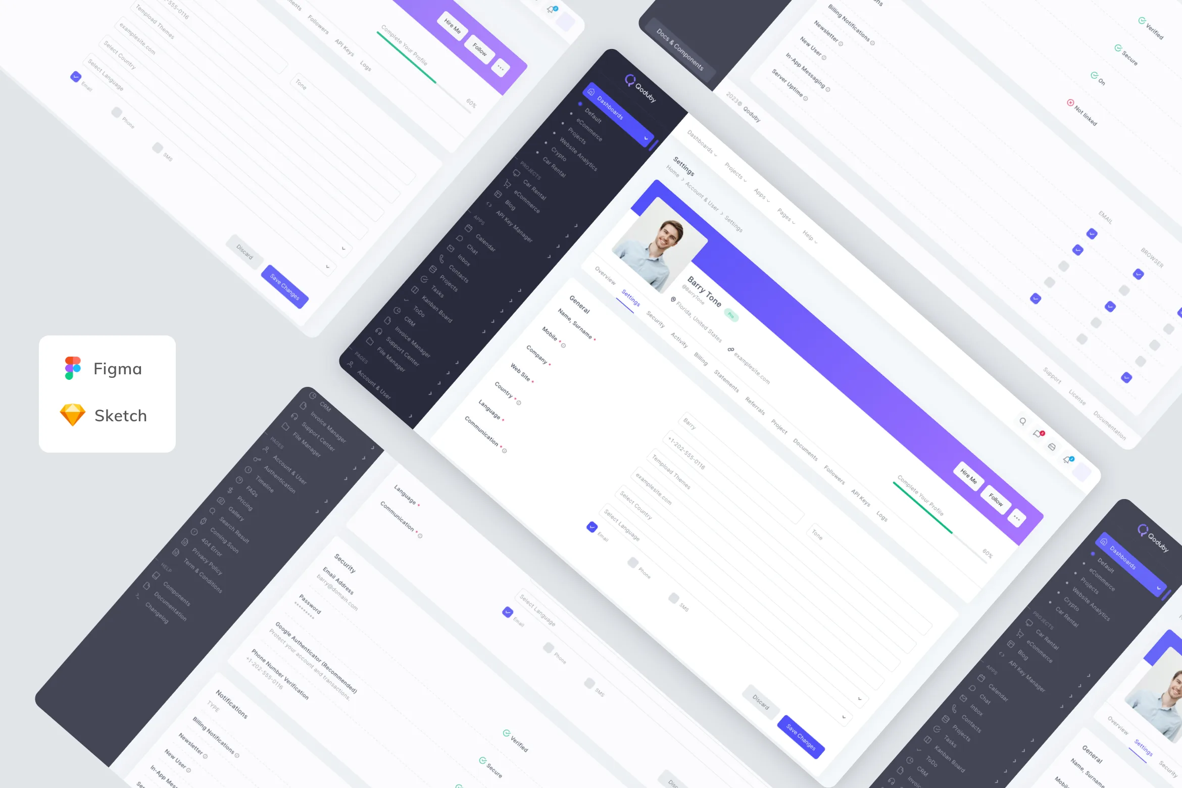 User Profile Settings Dashboard Template UI Kit