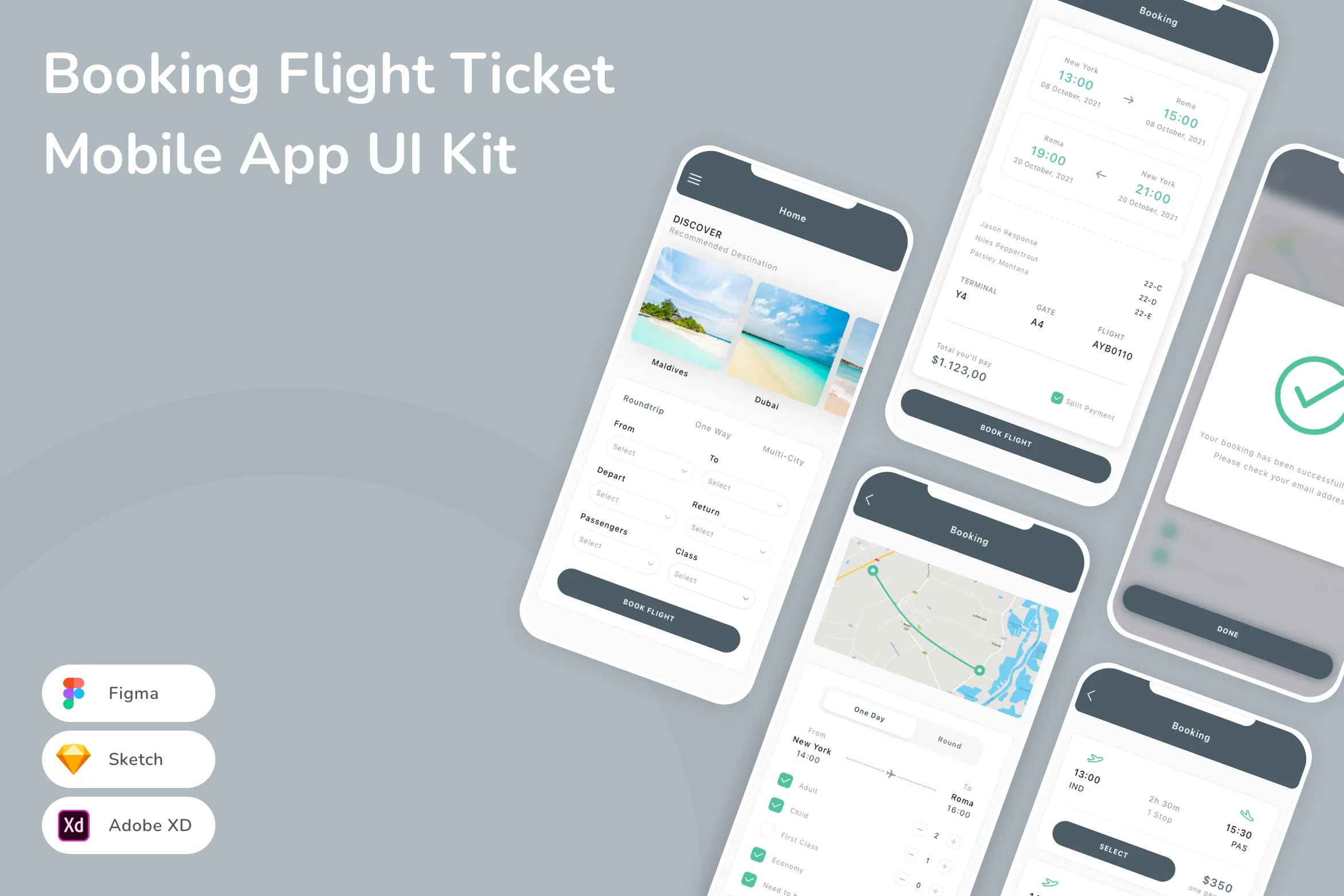 Booking Flight Ticket Mobile App UI Kit