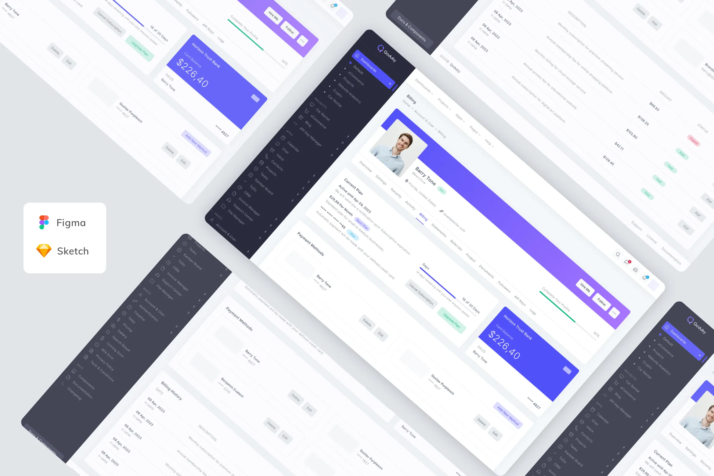 User Profile Billing Dashboard Template UI Kit