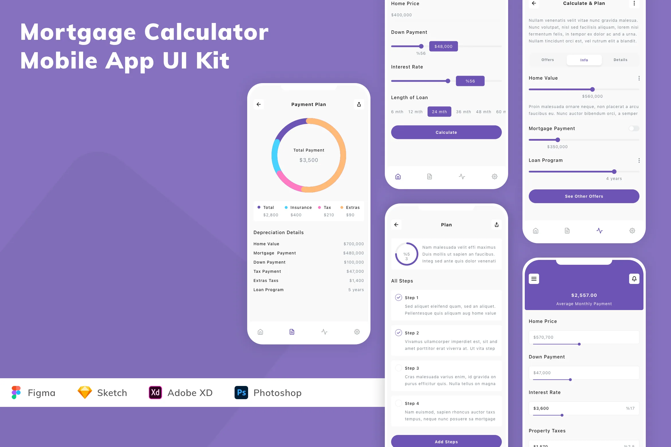 Mortgage Calculator Mobile App UI Kit