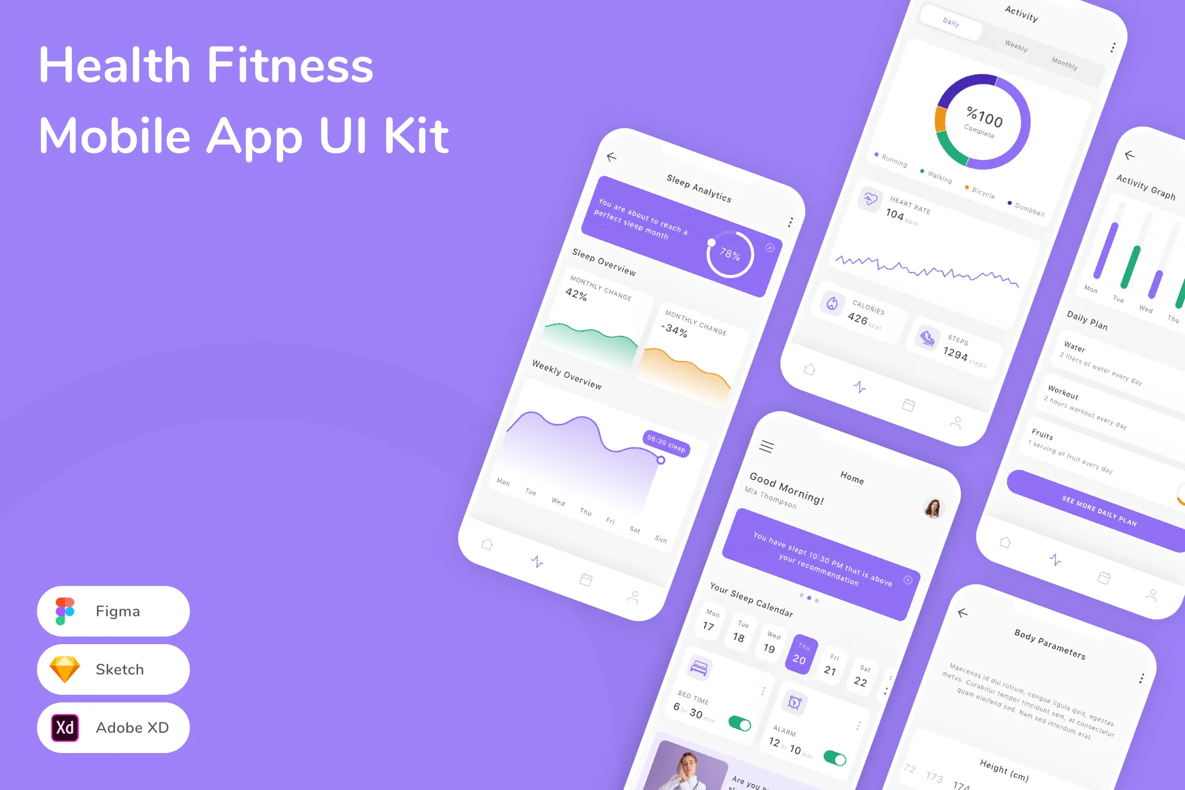 Health Fitness Mobile App UI Kit