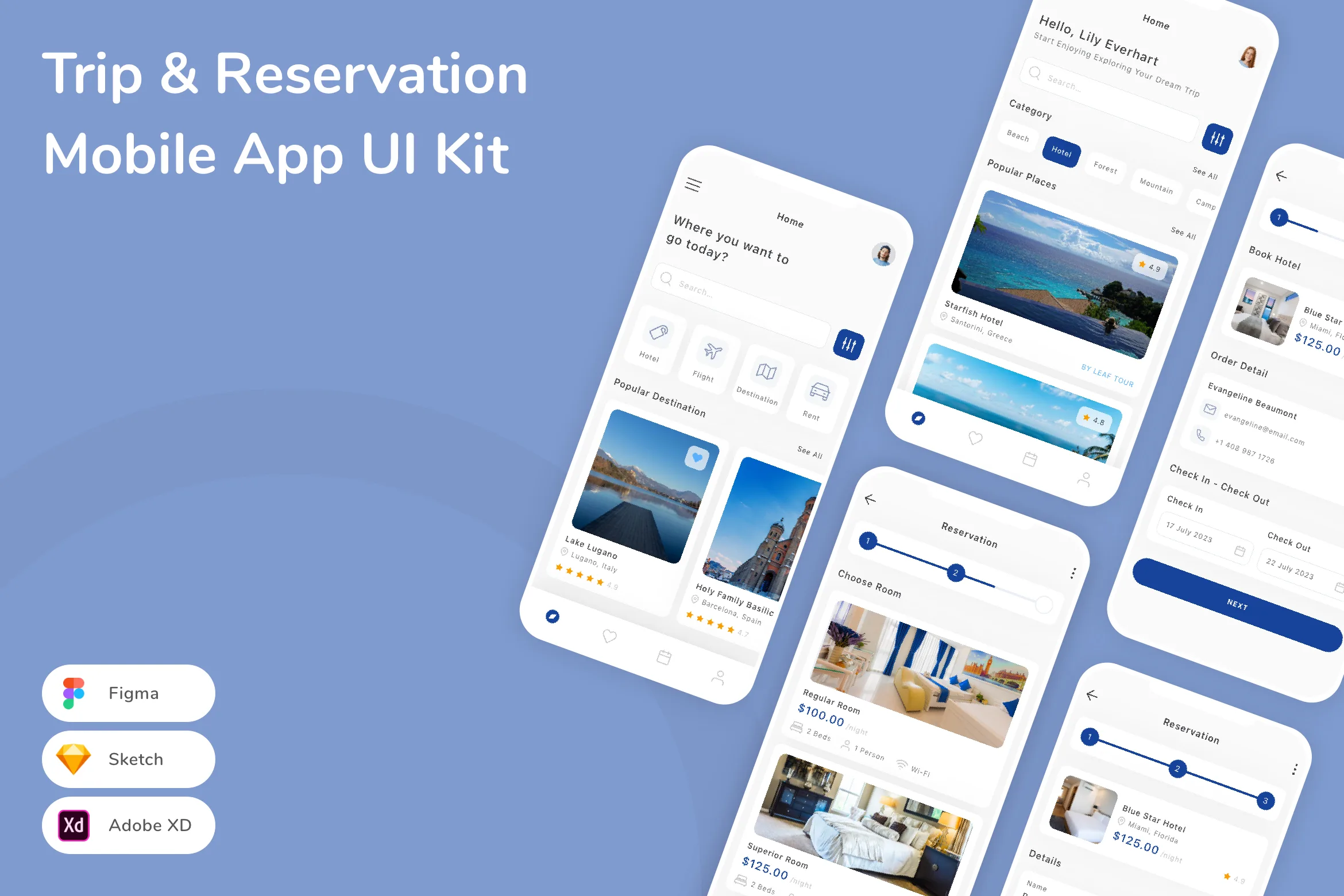 Trip & Reservation Mobile App UI Kit