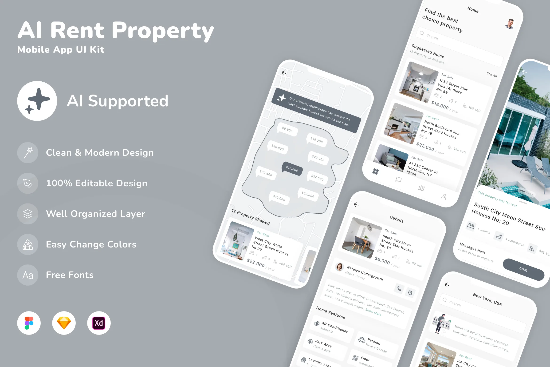 AI Rent Property Mobile App UI Kit
