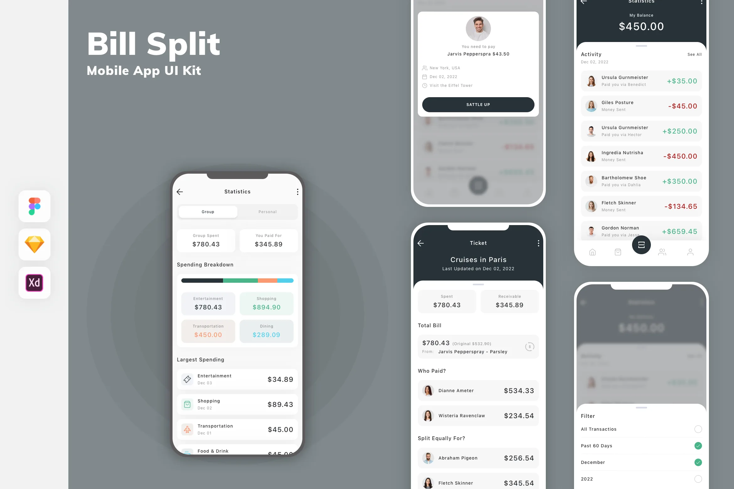 Bill Split Mobile App UI Kit