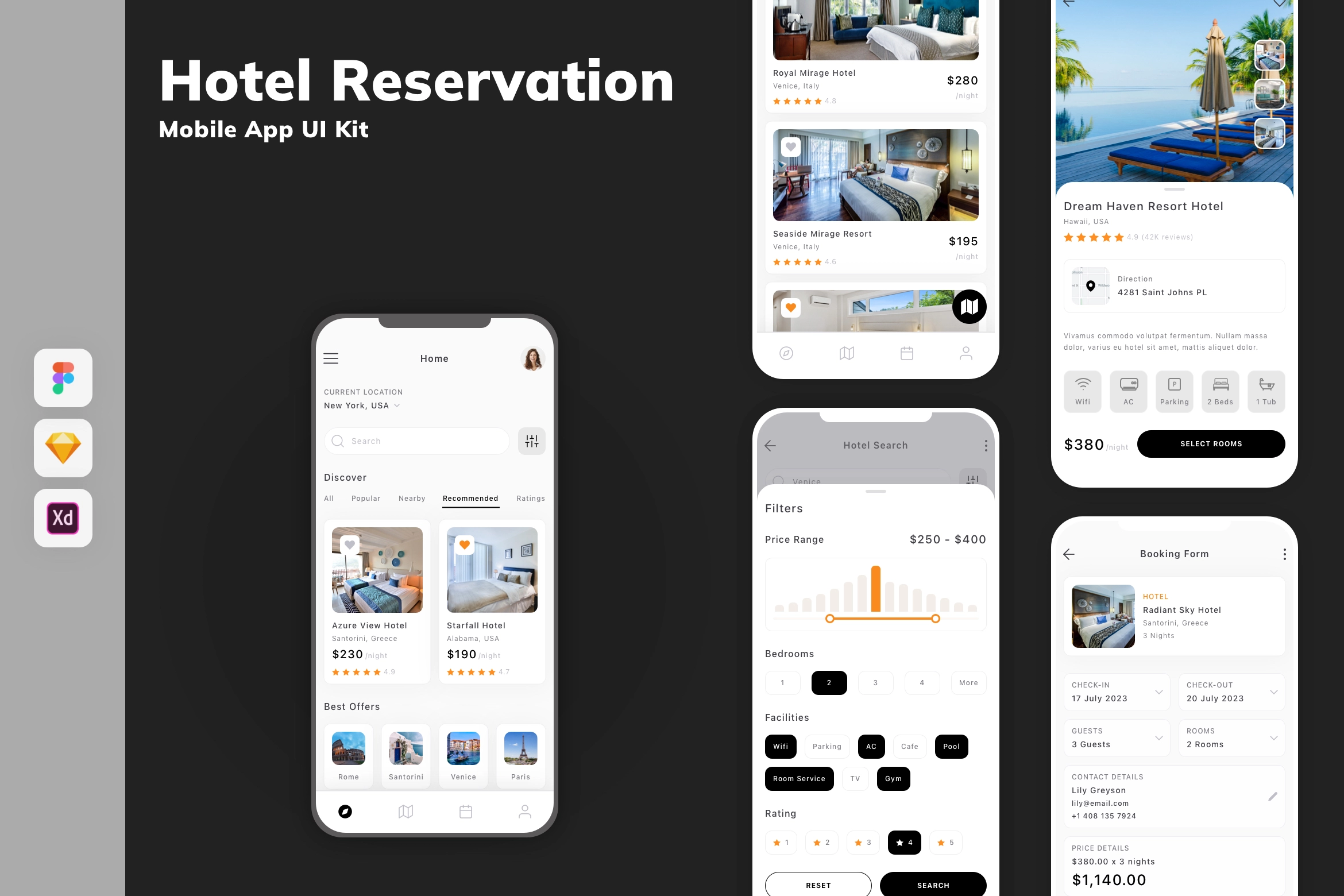 Hotel Reservation Mobile App UI Kit