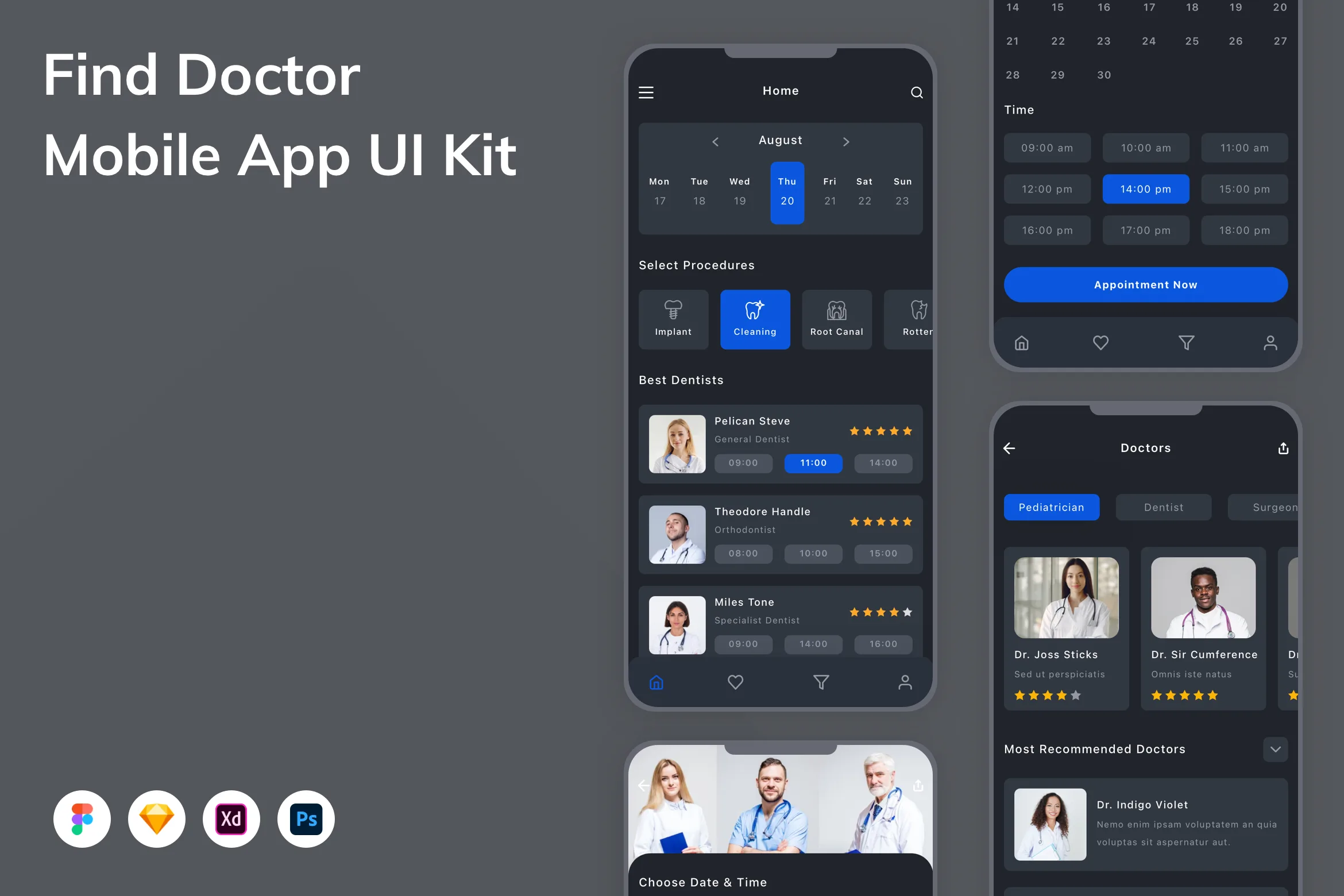 Find Doctor Mobile App UI Kit for Figma, Sketch & XD | UIworkshop