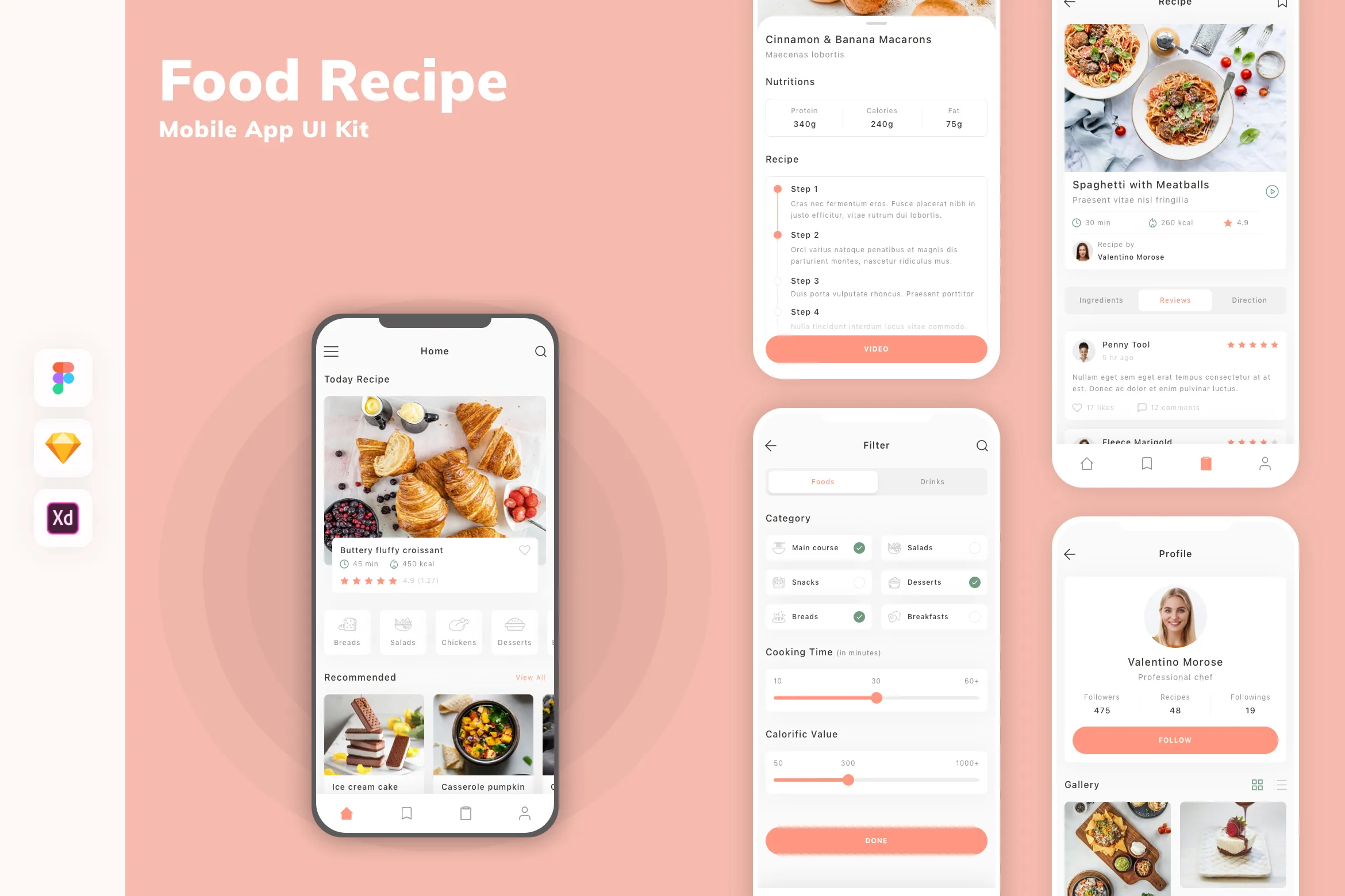 Food Recipe Mobile App UI Kit