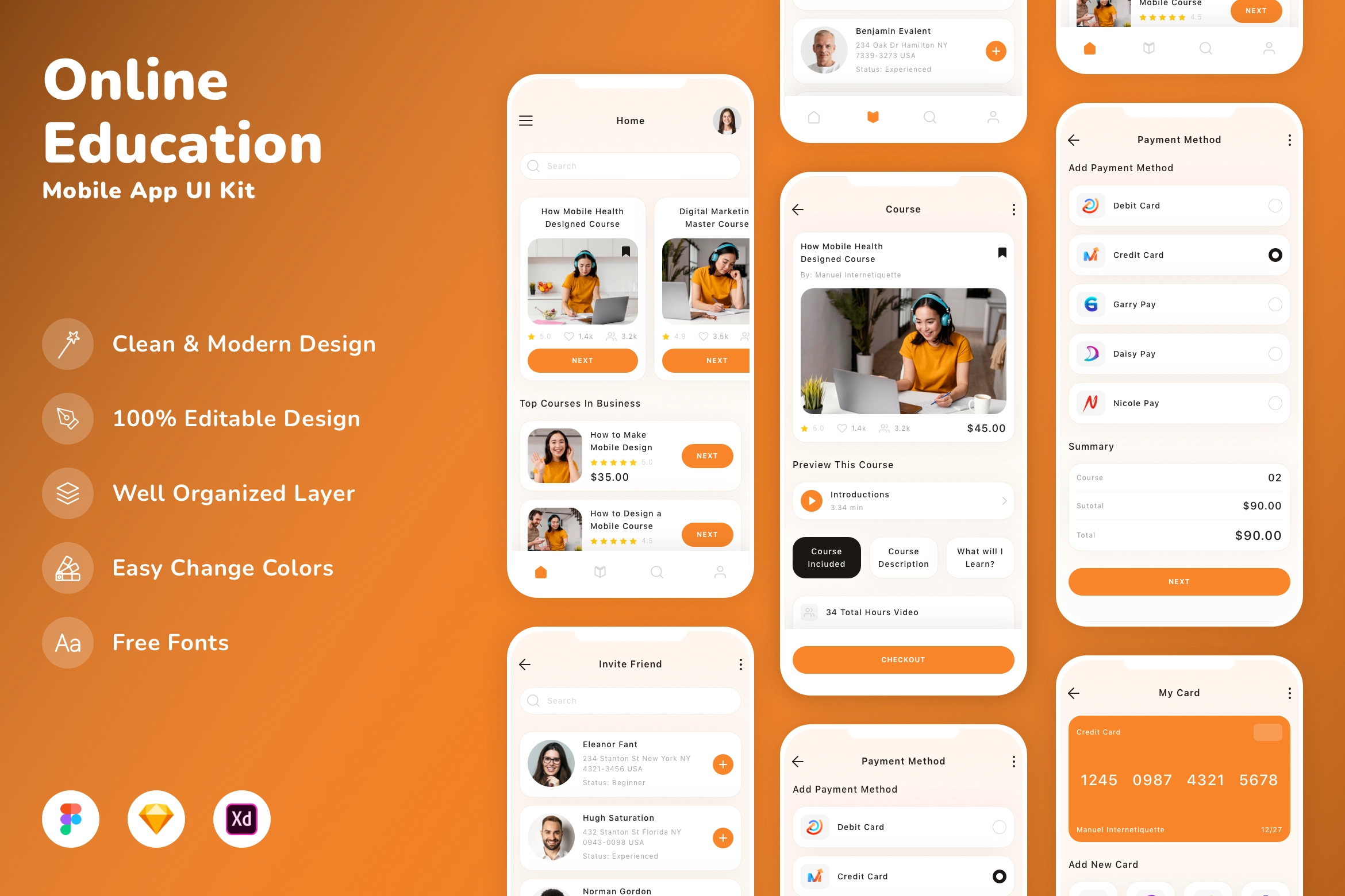 Online Education Mobile App UI Kit