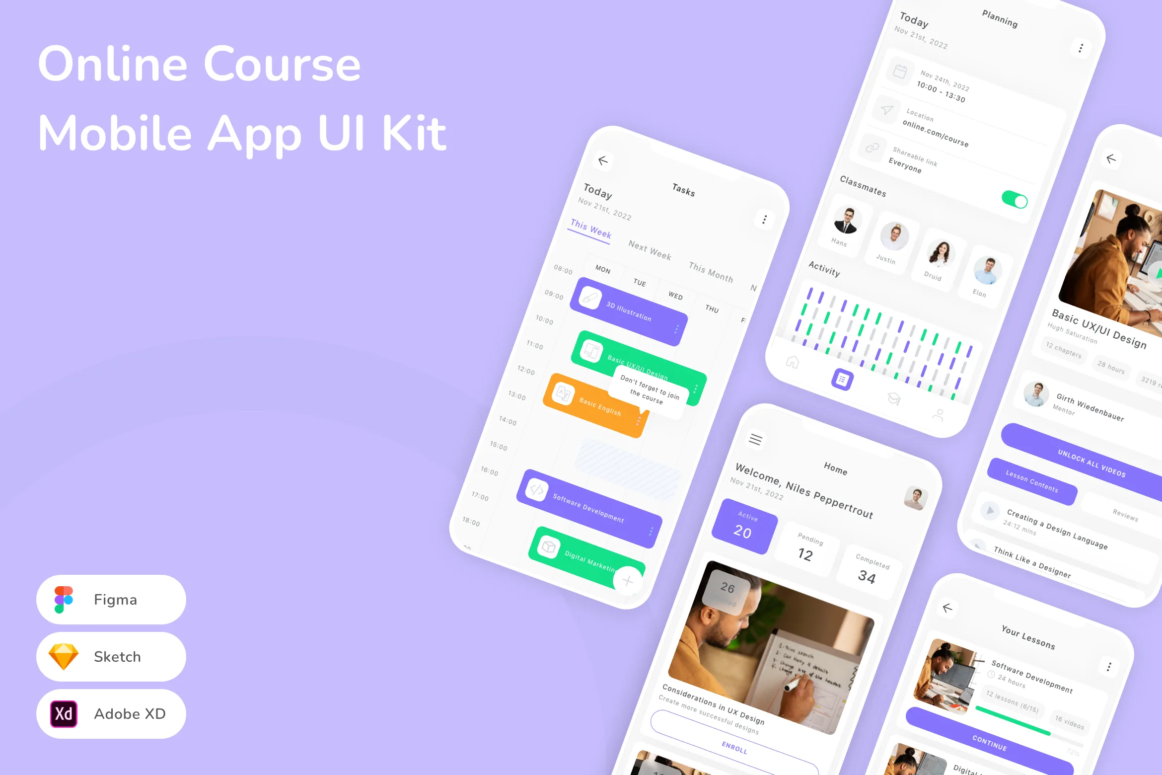 Online Course Mobile App UI Kit