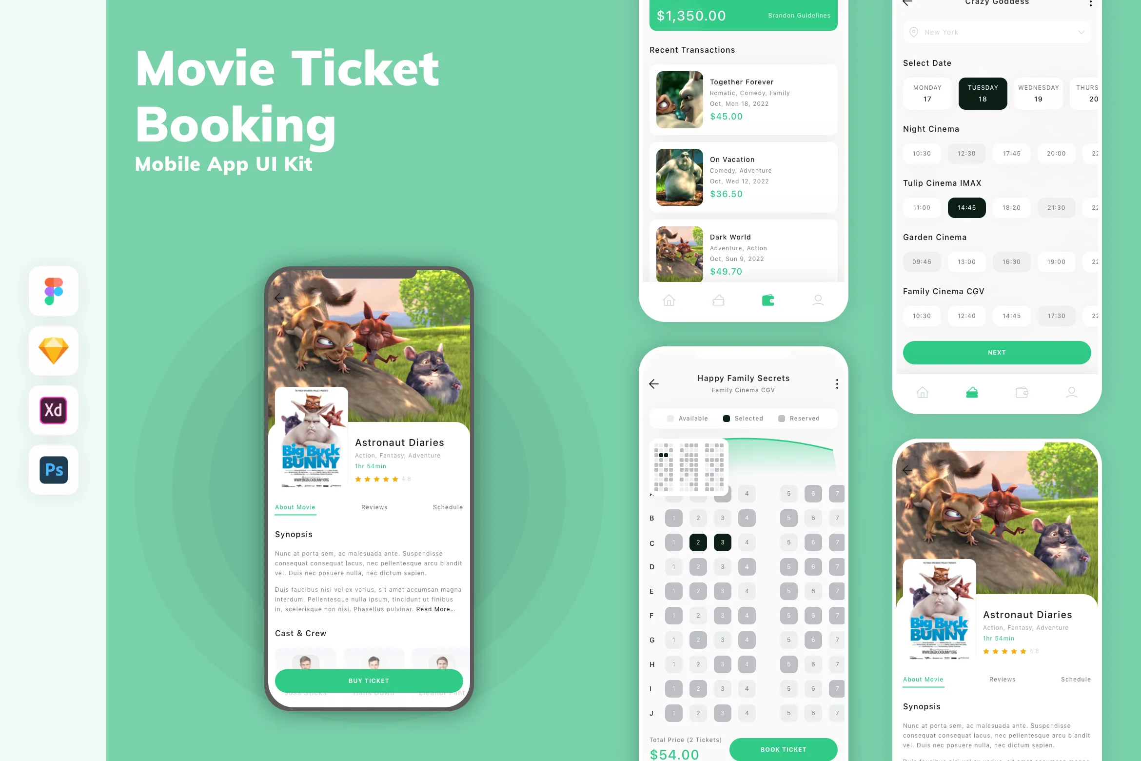 Movie Ticket Booking Mobile App UI Kit