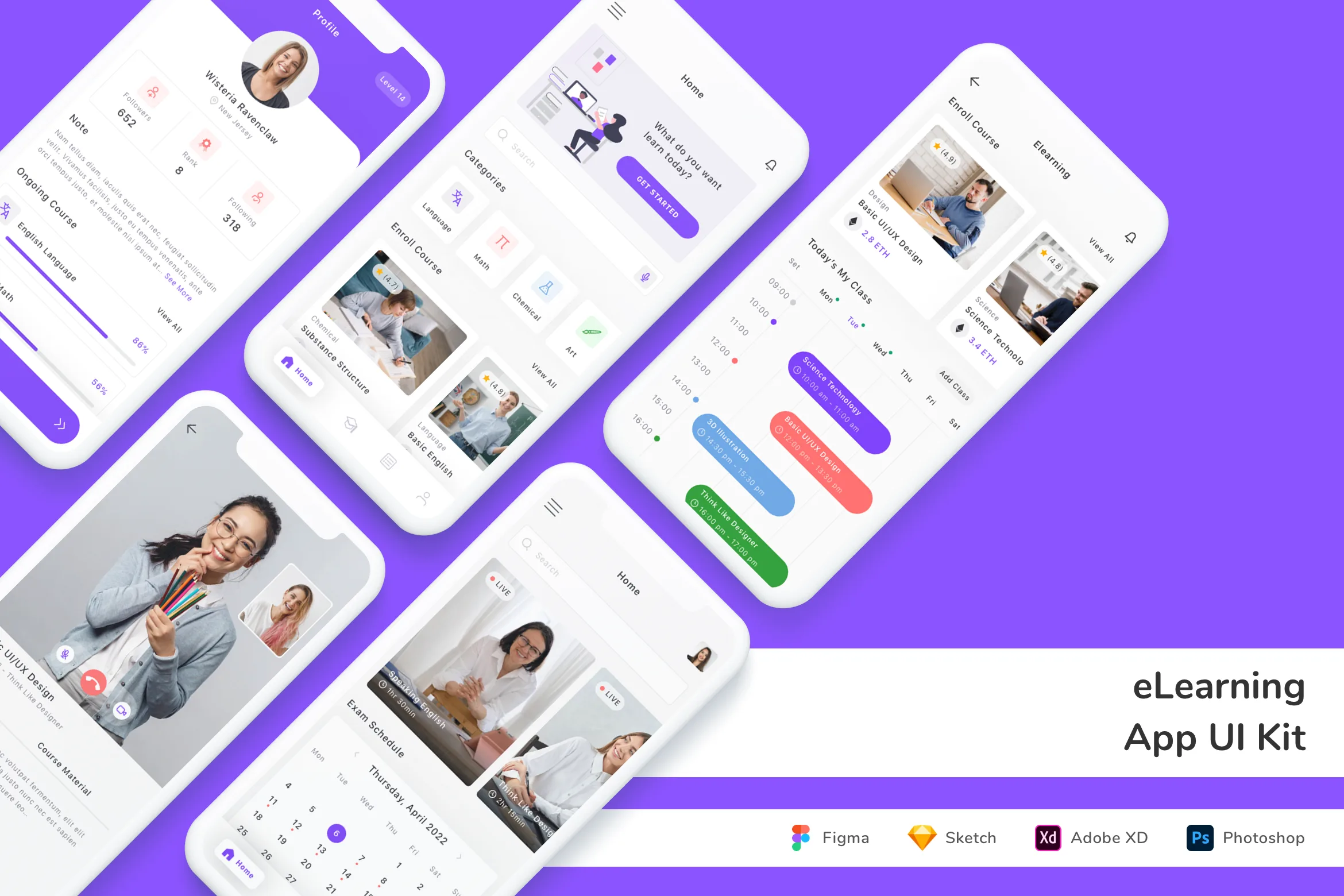 Elearning App Example Ui eLearning App UI Kit for Figma, Sketch & XD | UIworkshop