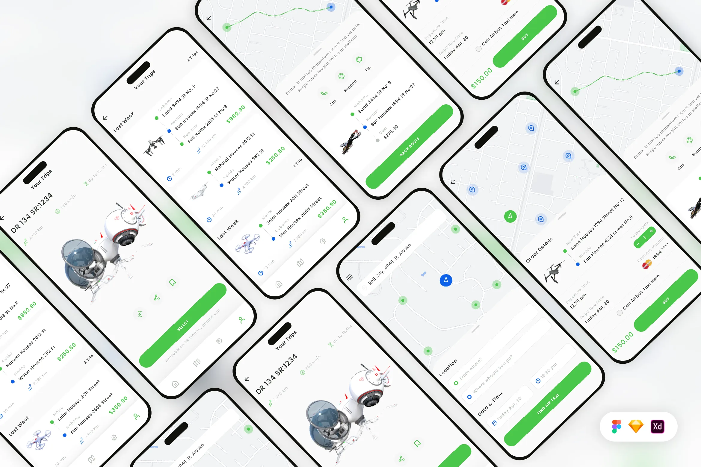 Air Taxi & Drone Mobile App UI Kit