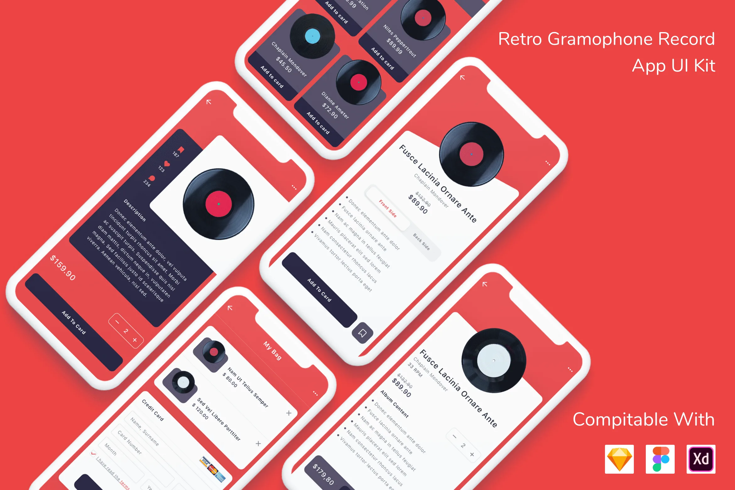 Retro Gramophone Record App UI Kit for Figma, Sketch & XD | UIworkshop