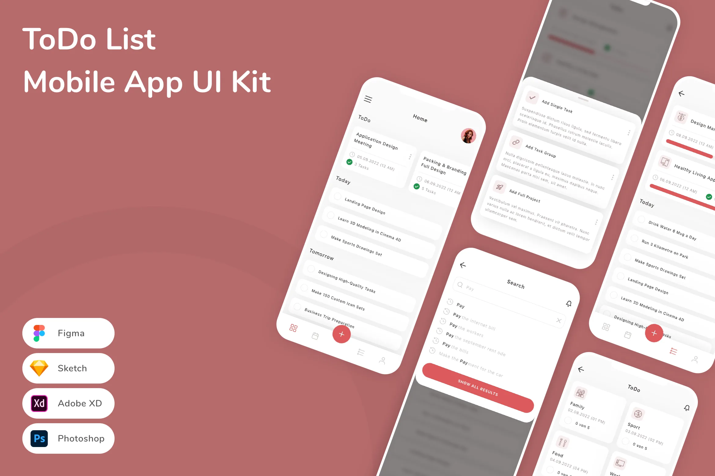 ToDo List Mobile App UI Kit