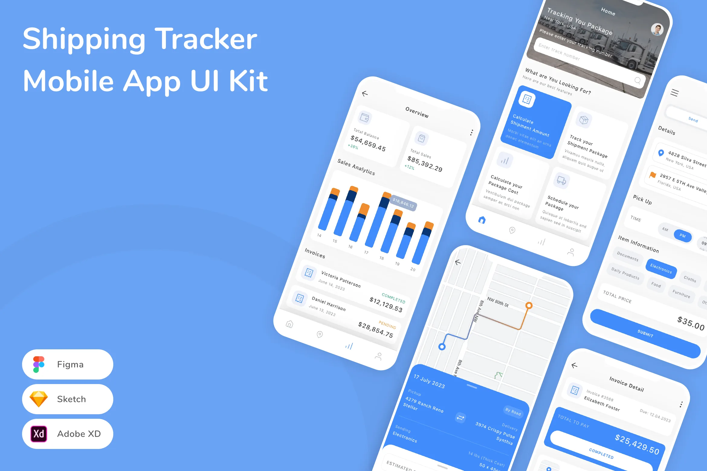 Shipping Tracker Mobile App UI Kit