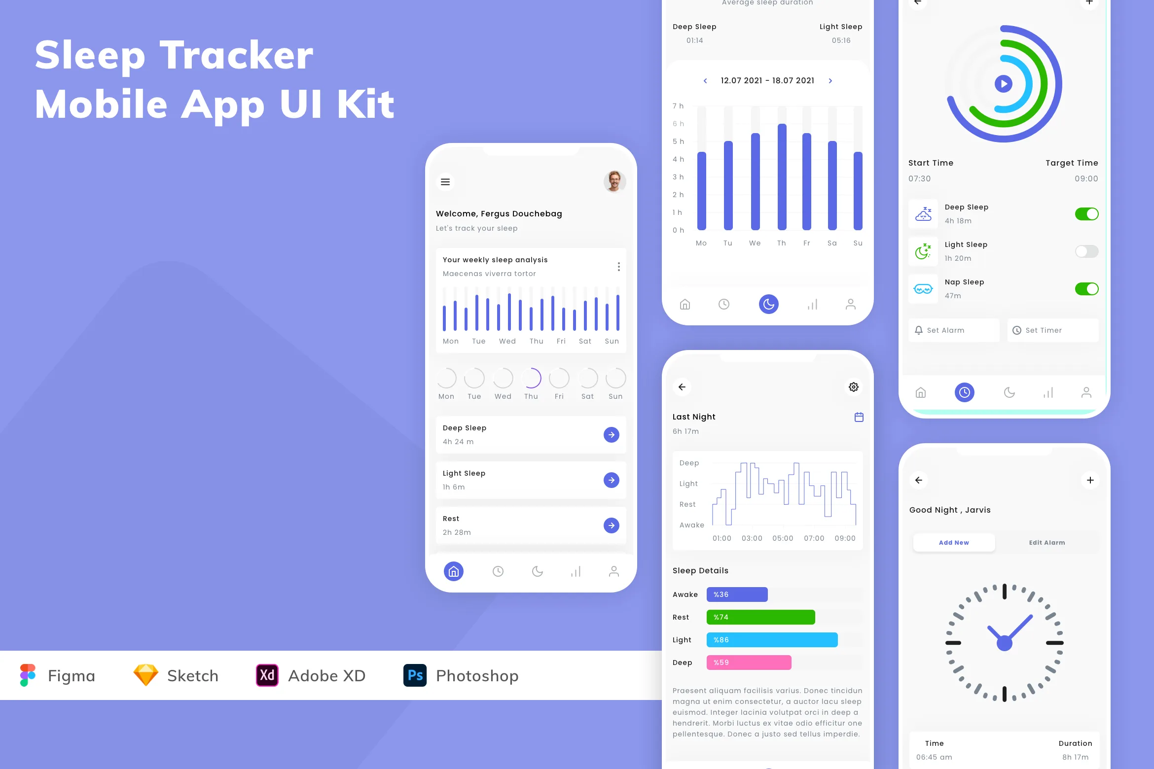 Sleep Tracker Mobile App UI Kit