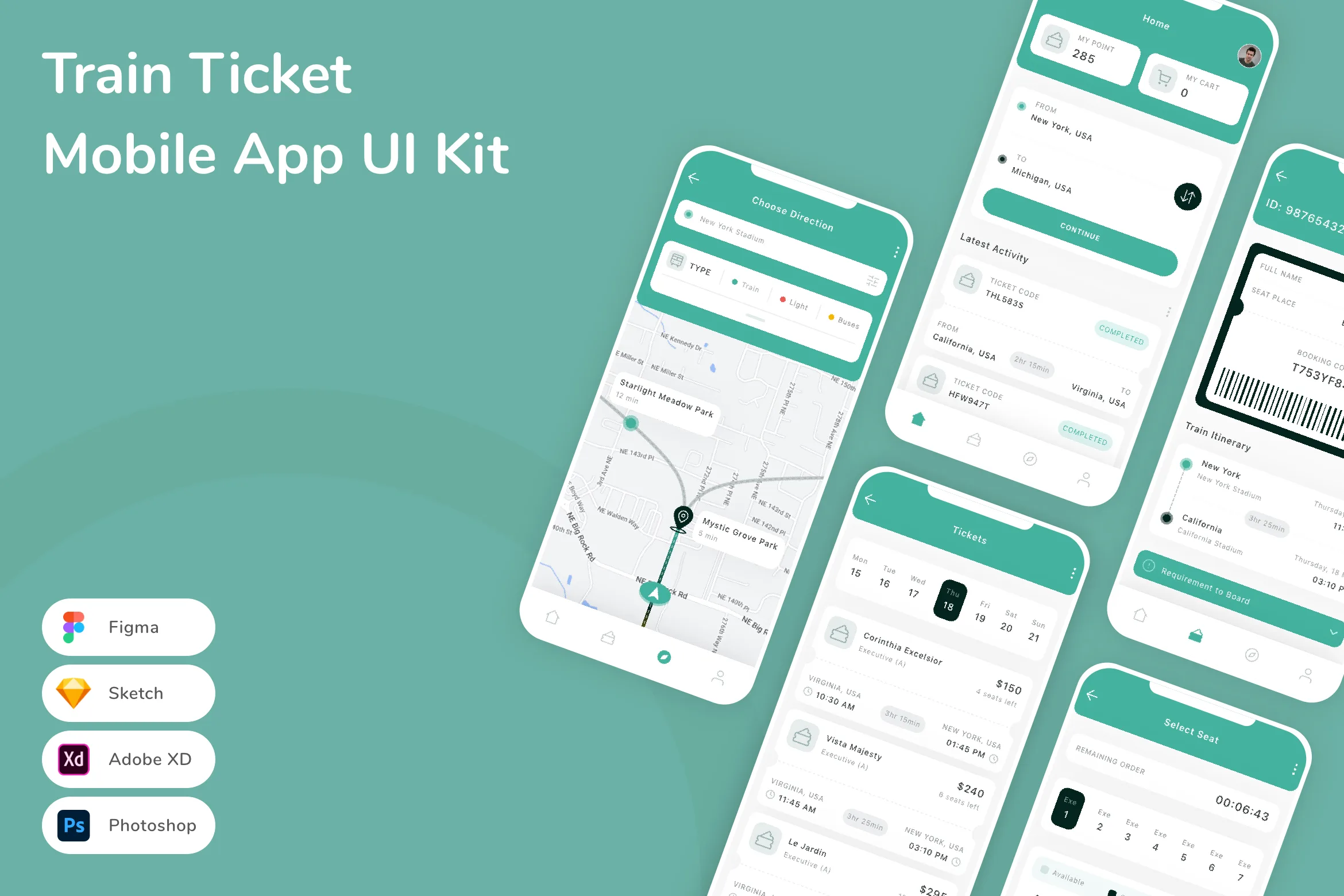 Train Ticket Mobile App UI Kit