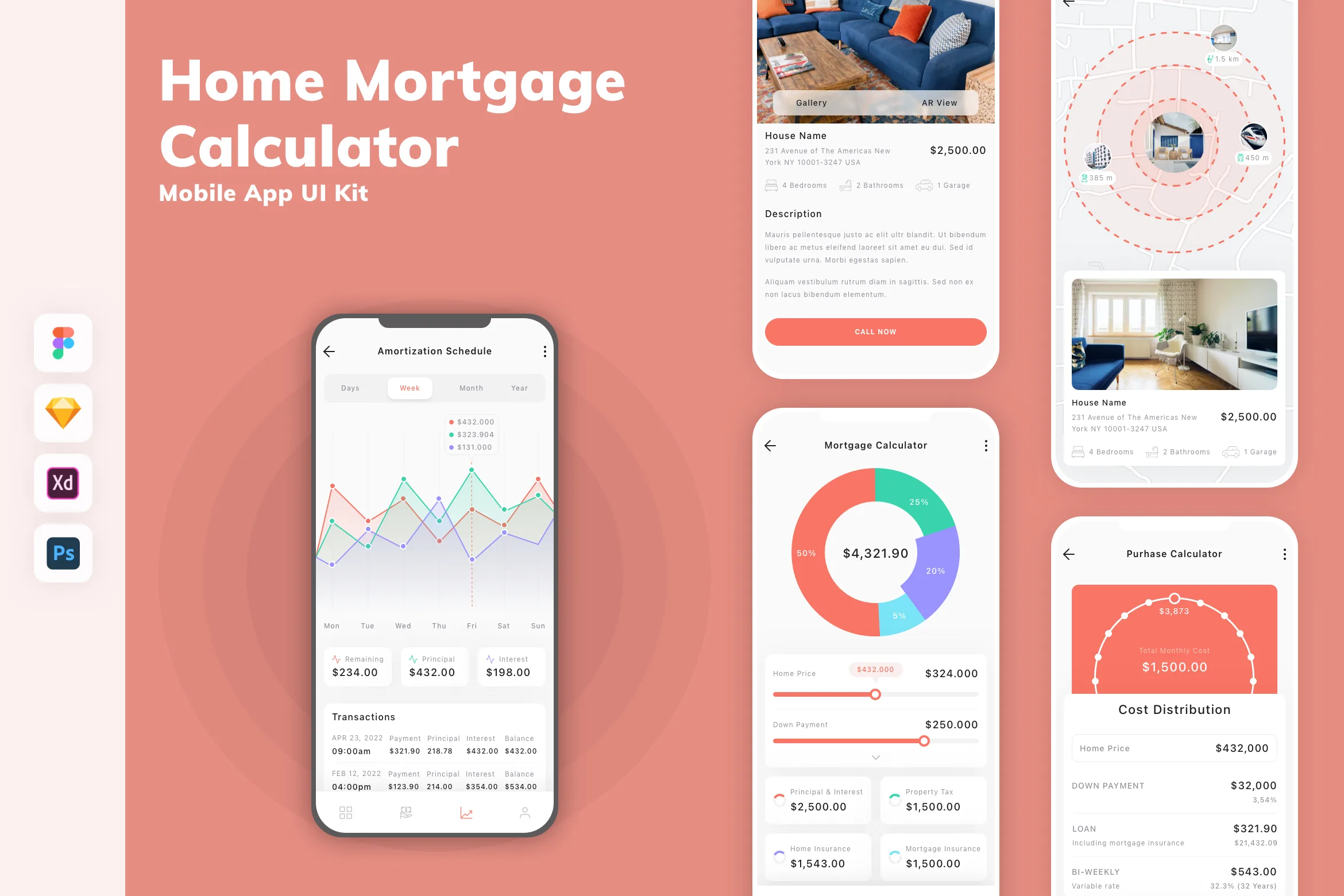 Home Mortgage Calculator Mobile App UI Kit