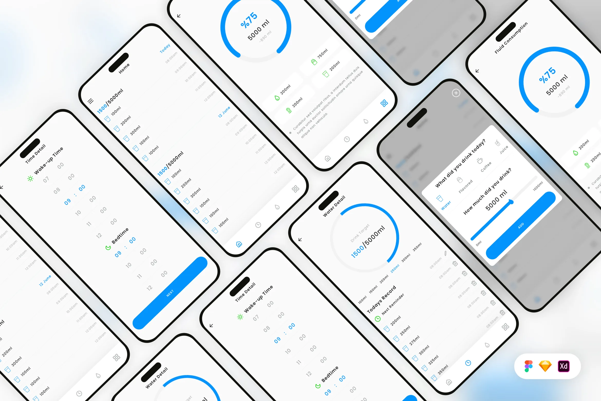 Water Intake Reminder Mobile App UI Kit