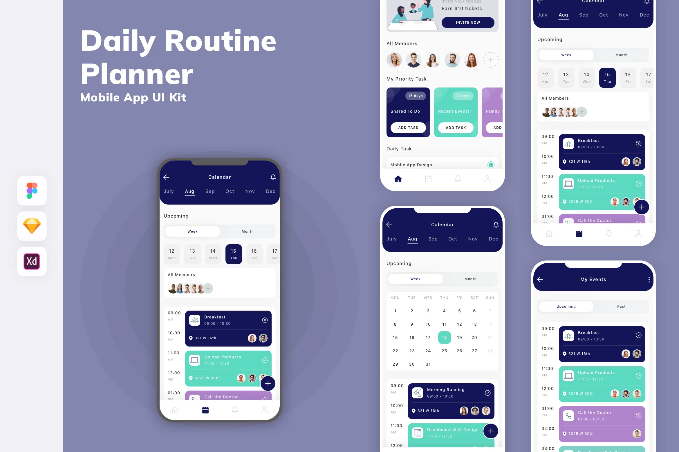 Daily Routine Planner Mobile App UI Kit