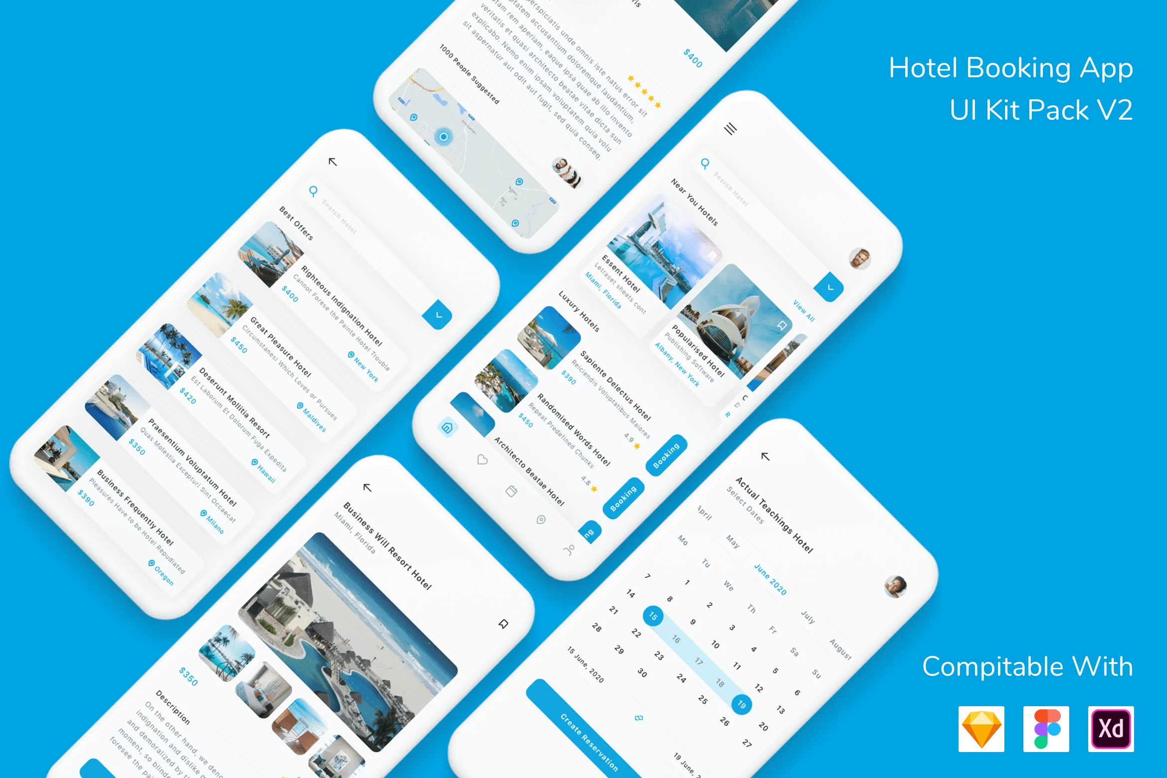 Hotel Booking App UI Kit Pack