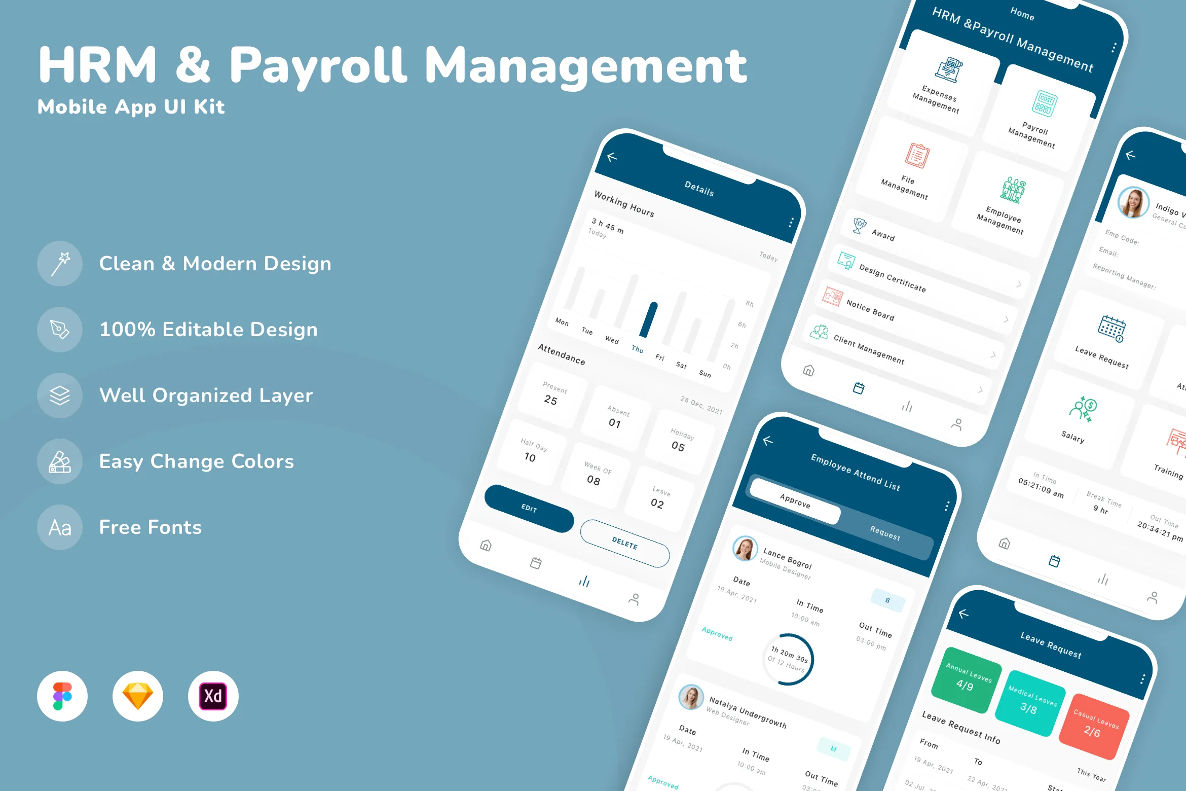 HRM & Payroll Management Mobile App UI Kit