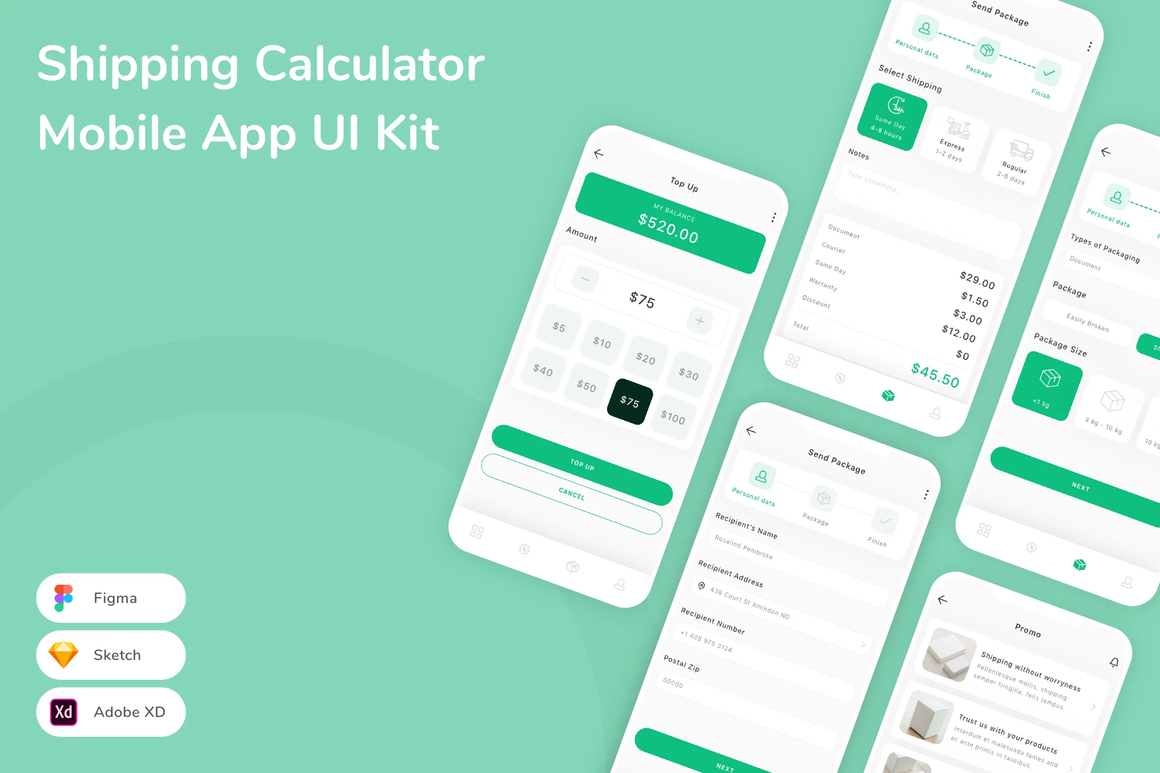 Shipping Calculator Mobile App UI Kit