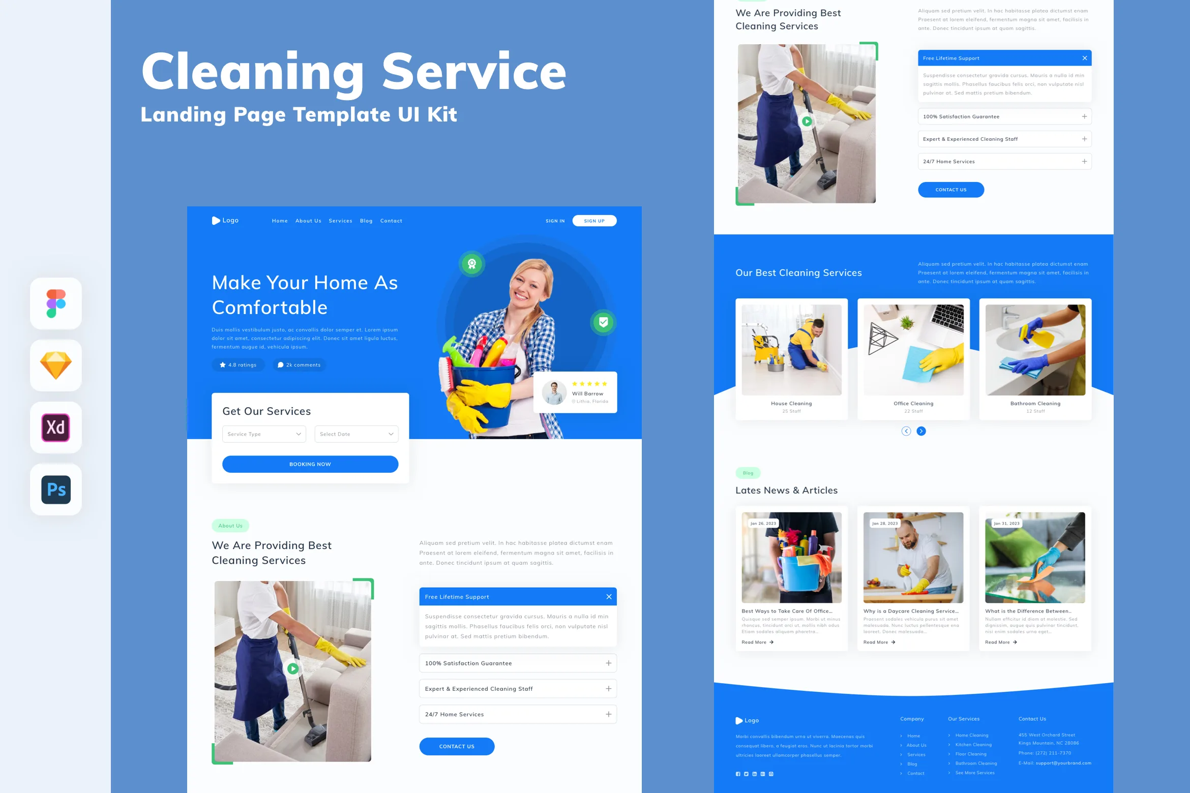 Cleaning Service Landing Page Template UI Kit