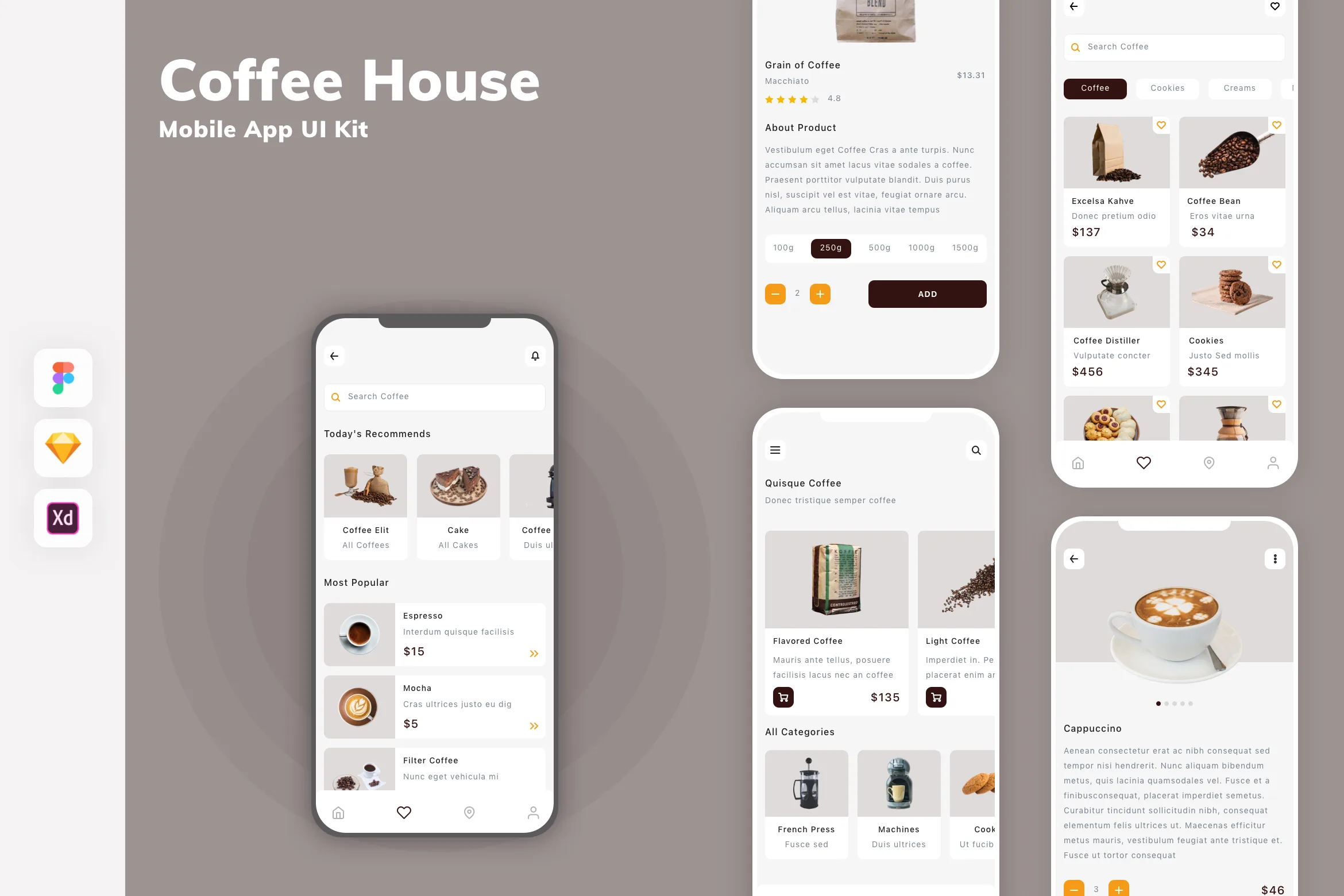 Coffee House Mobile App UI Kit