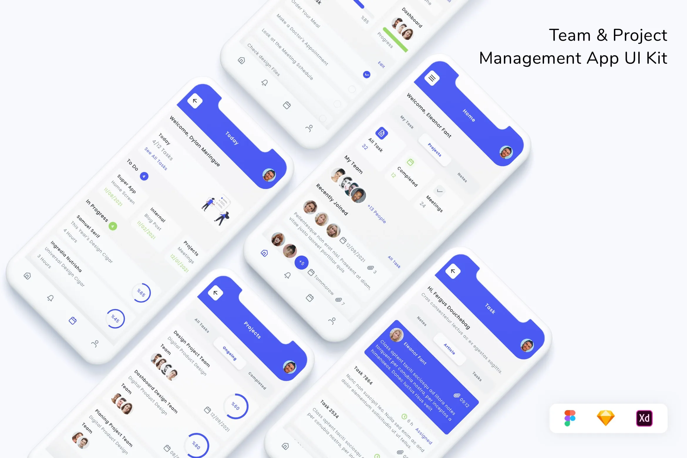 Team & Project Management App UI Kit for Figma, Sketch & XD | UIworkshop
