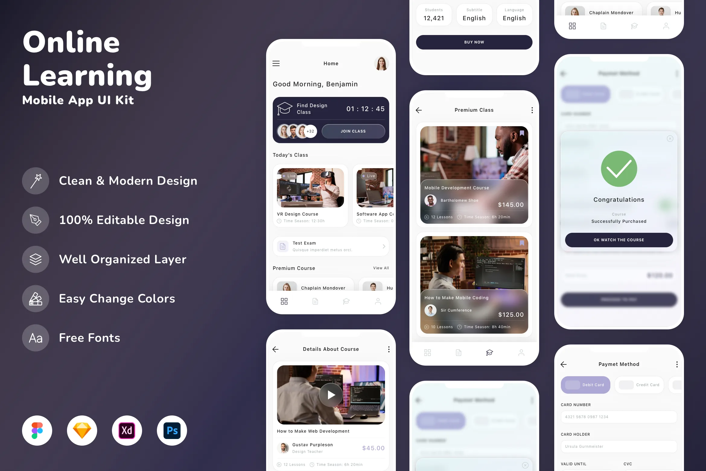 Online Learning Mobile App UI Kit