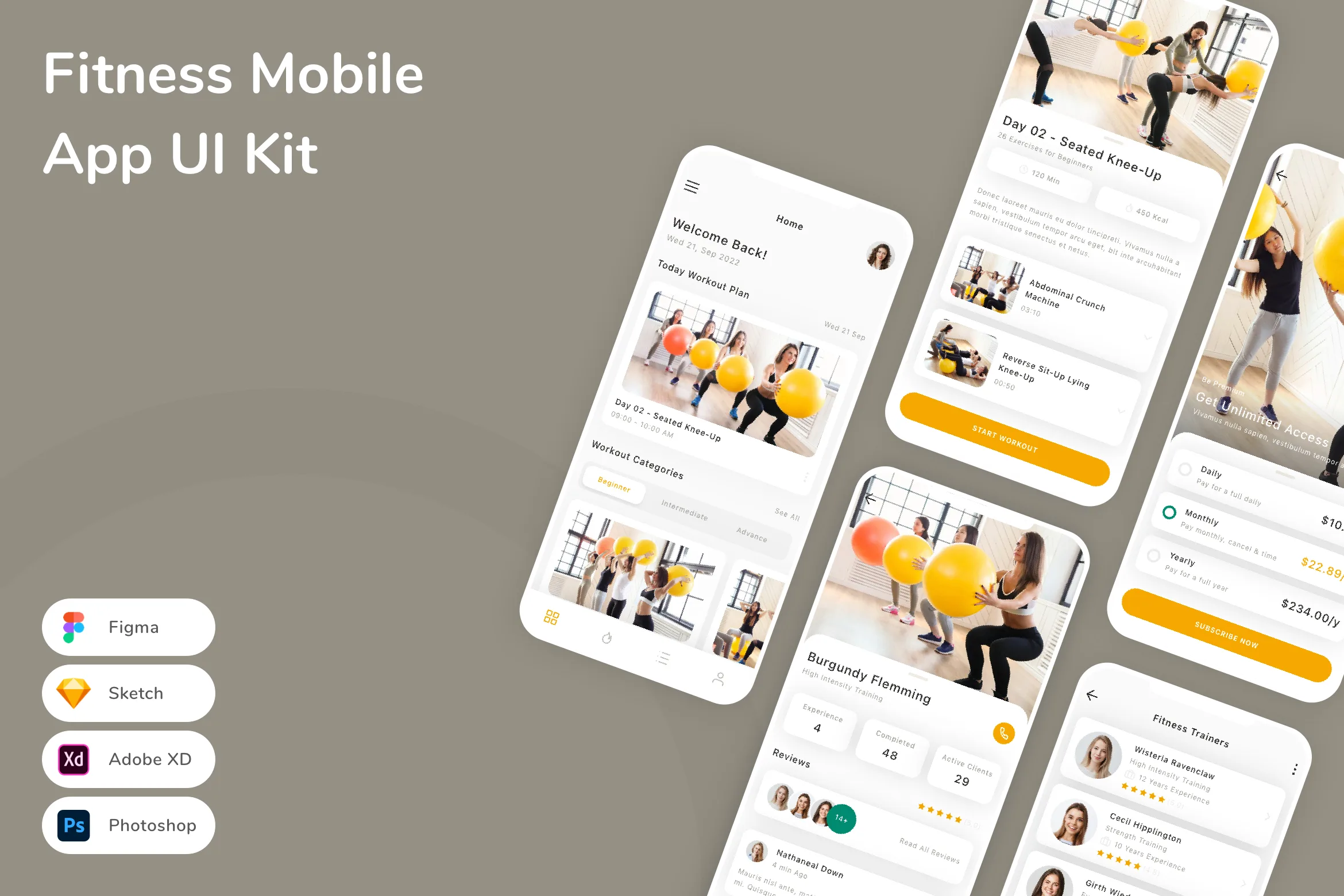 Fitness Mobile App UI Kit for Figma, Sketch & XD | UIworkshop