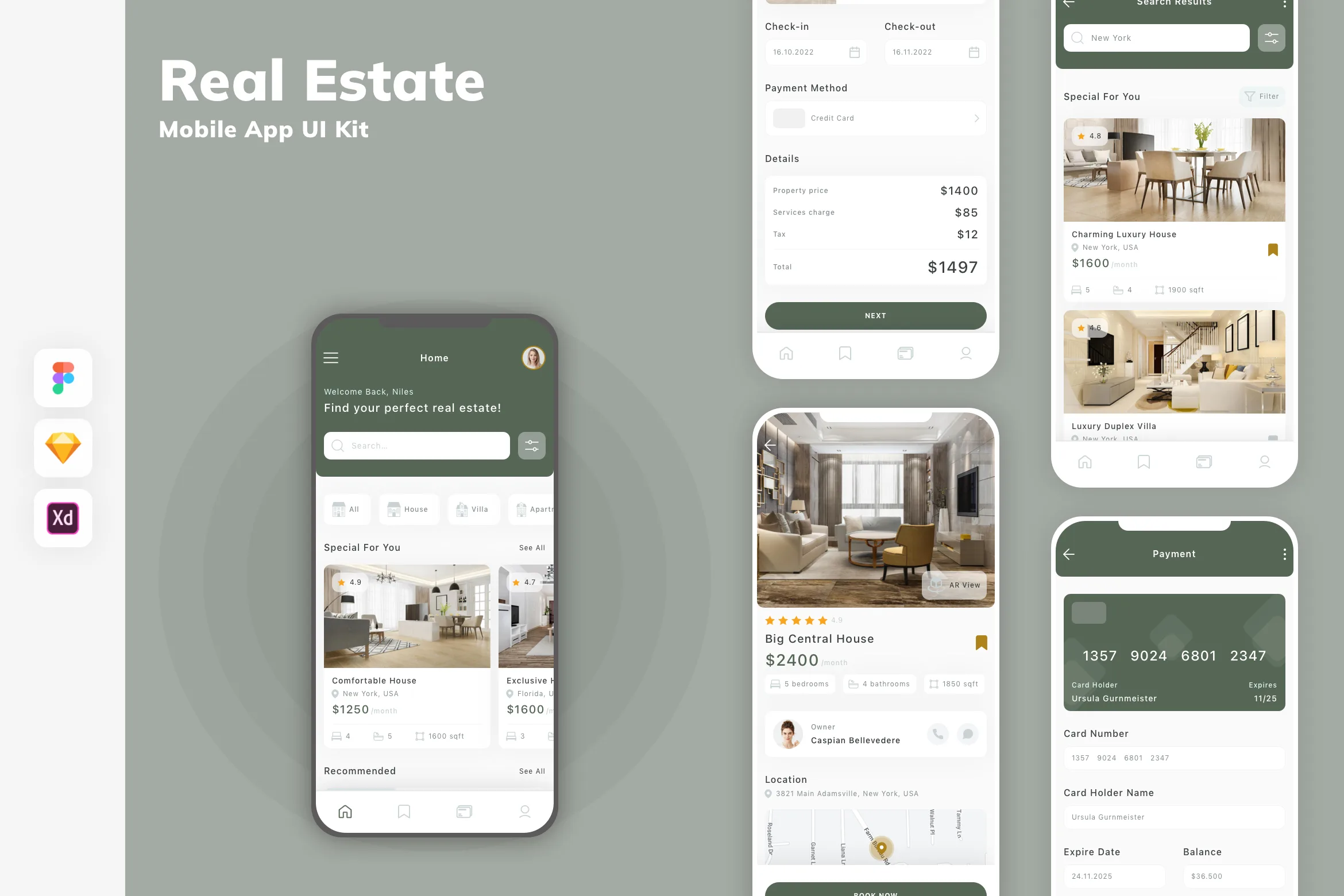 Real Estate Mobile App UI Kit for Figma, Sketch & XD | UIworkshop