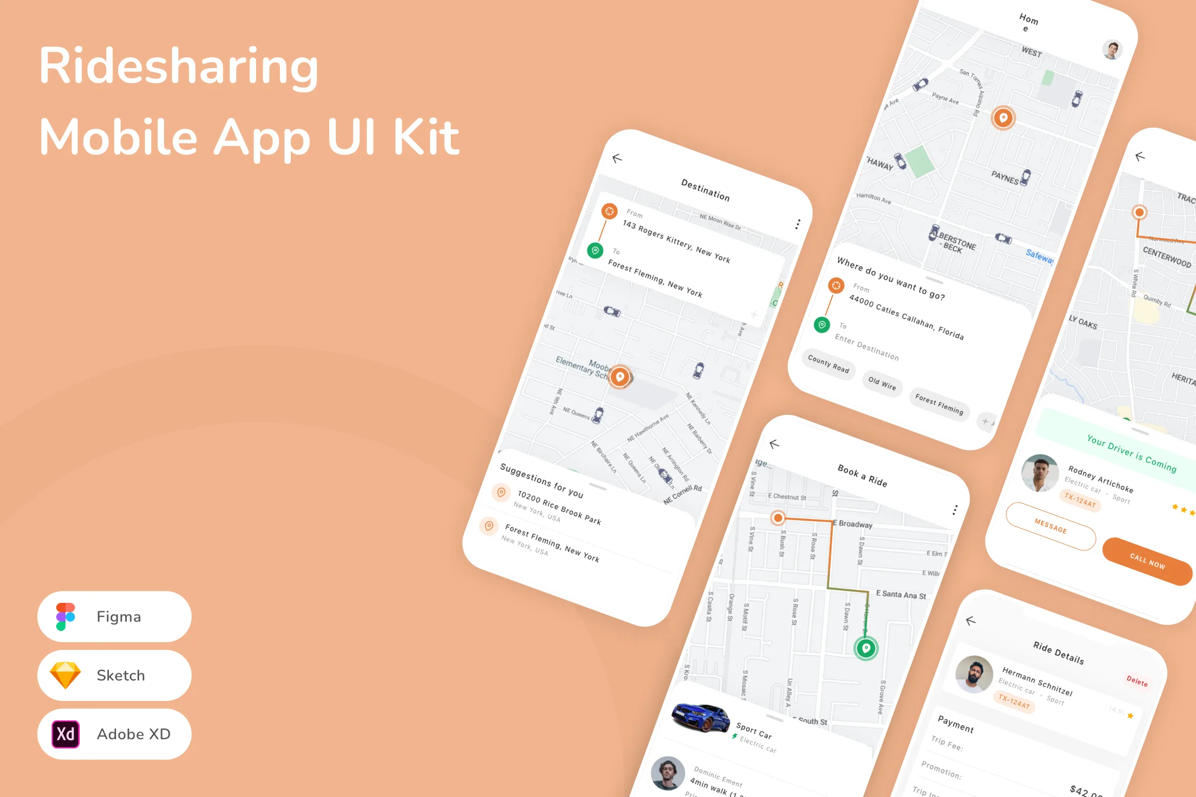 Ridesharing Mobile App UI Kit