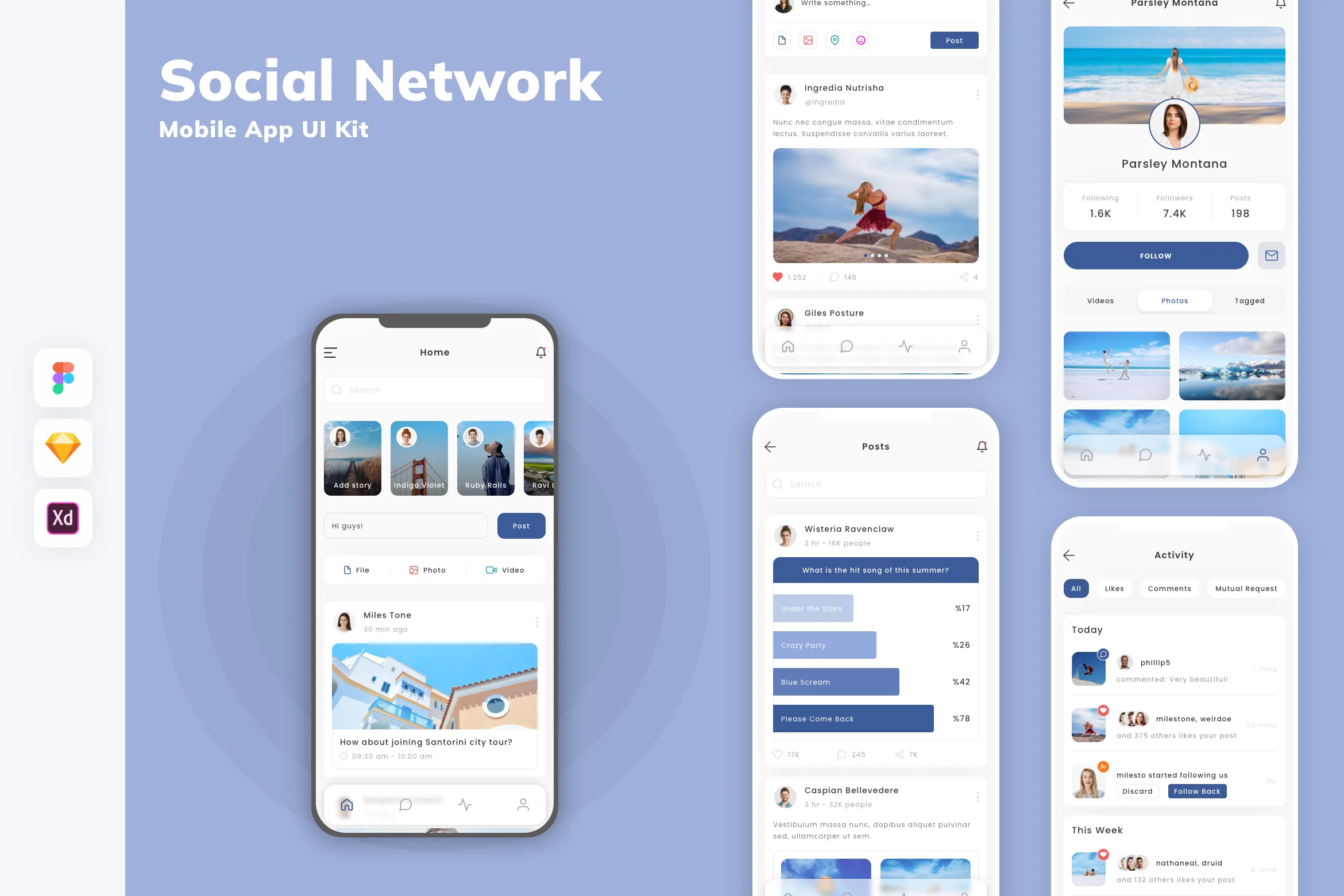 Social Network Mobile App UI Kit for Figma, Sketch & XD | UIworkshop