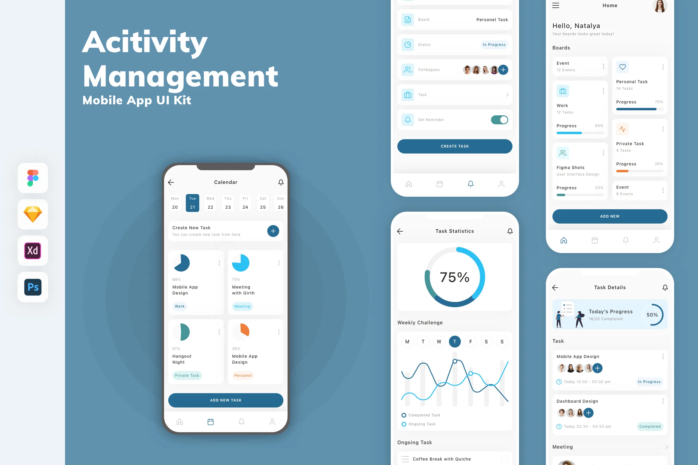 Acitivity Management Mobile App UI Kit