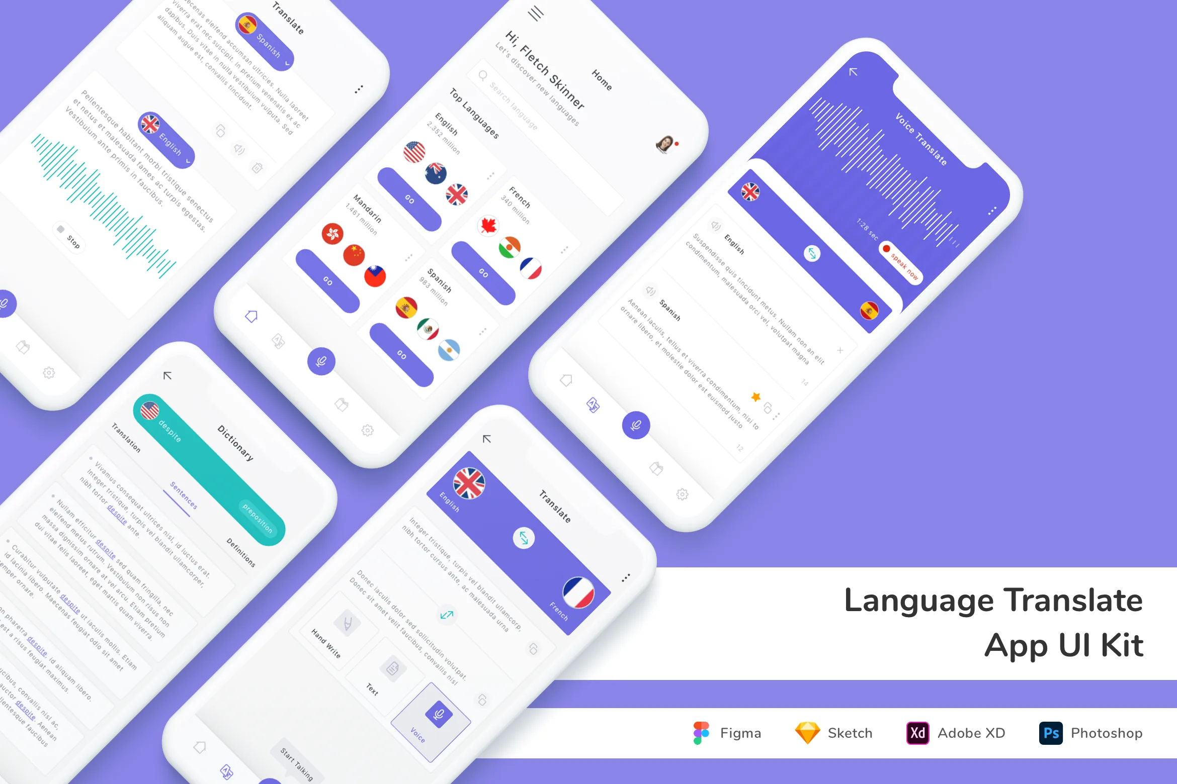 Language Translate App UI Kit for Figma, Sketch & XD | UIworkshop