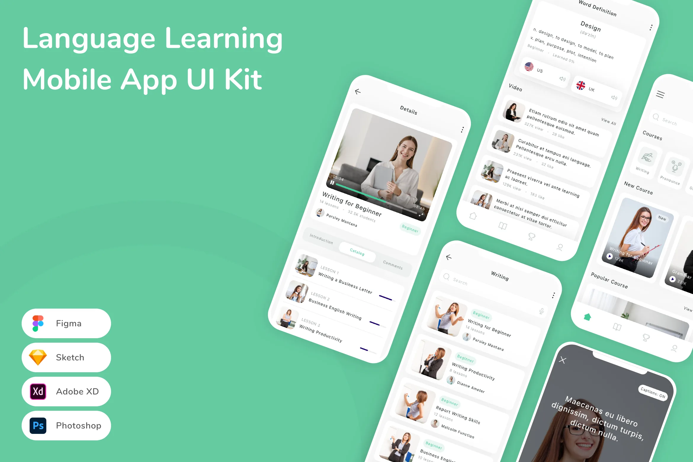 Language Learning Mobile App UI Kit