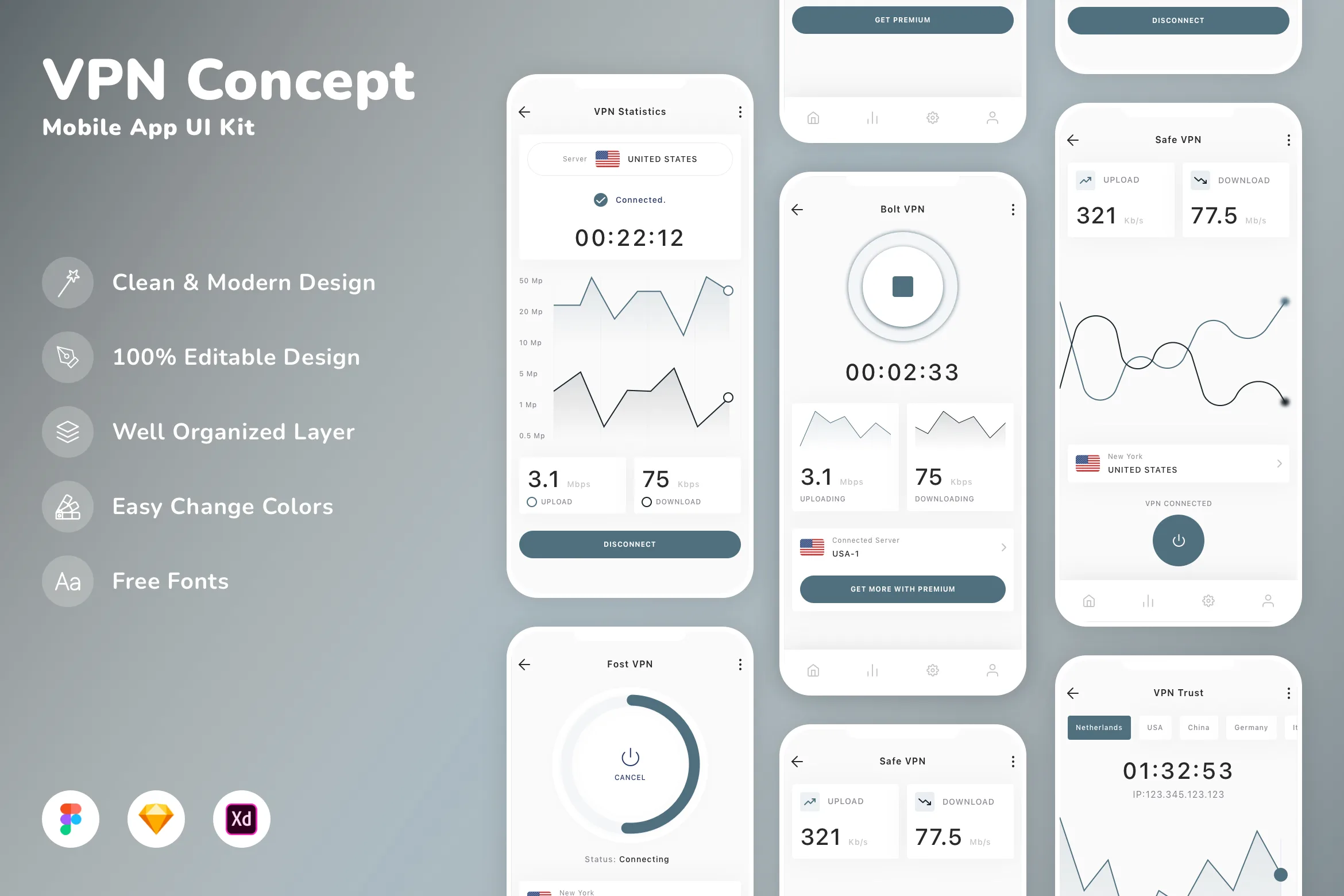 VPN Concept Mobile App UI Kit