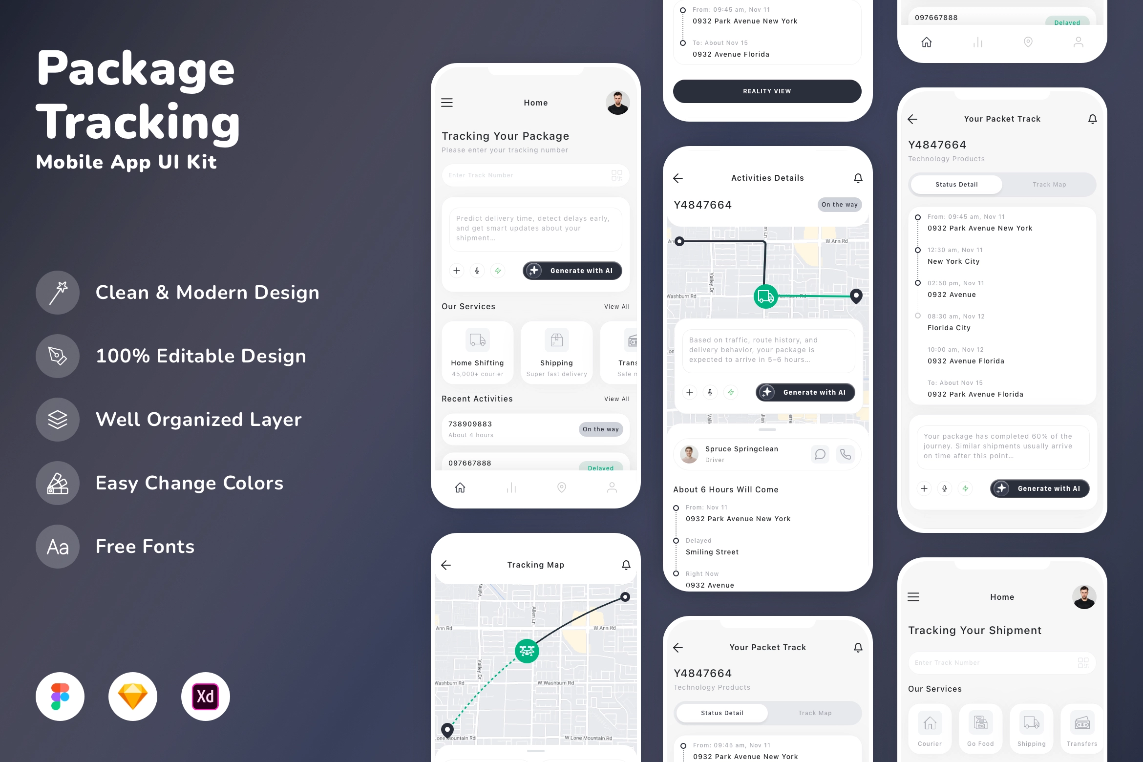 Package Tracking Mobile App UI Kit